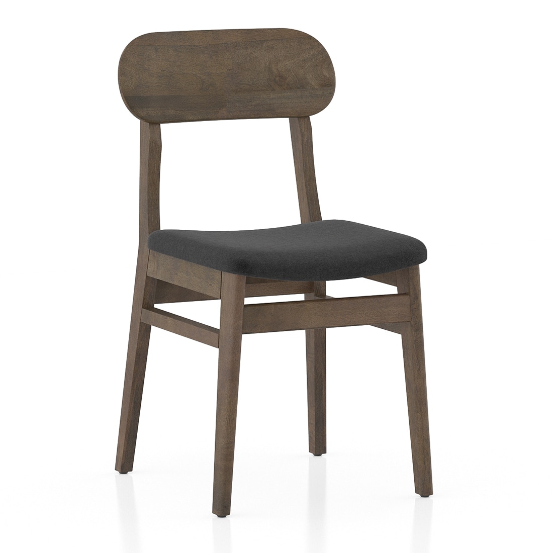 Lunar Solid Wood Dining Chair Set of 2 In Danish Walnut Finish With Urban Grey Fabric Colour