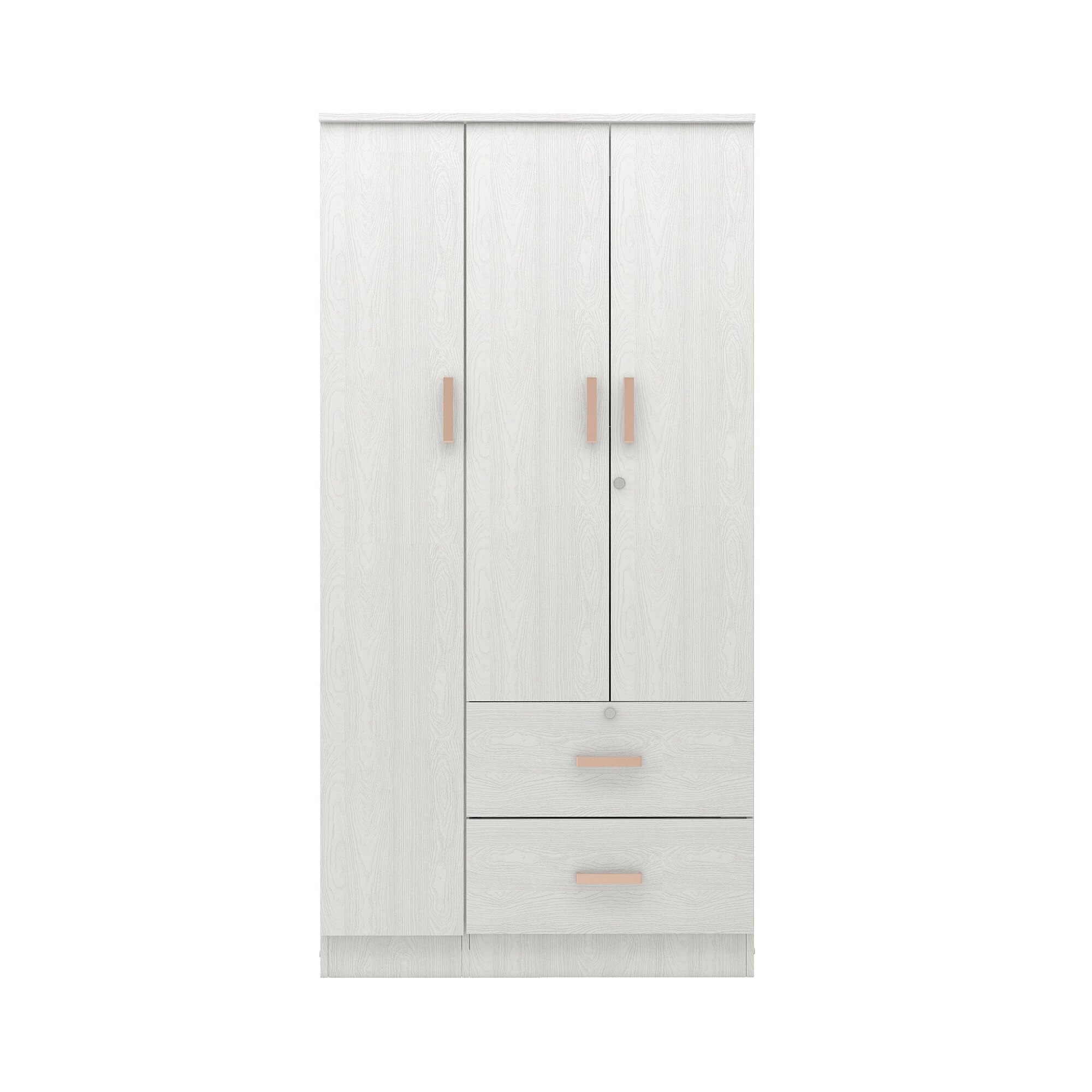 Ren 3 Door Engineered Wood Wardrobe in Silver Oak Finish