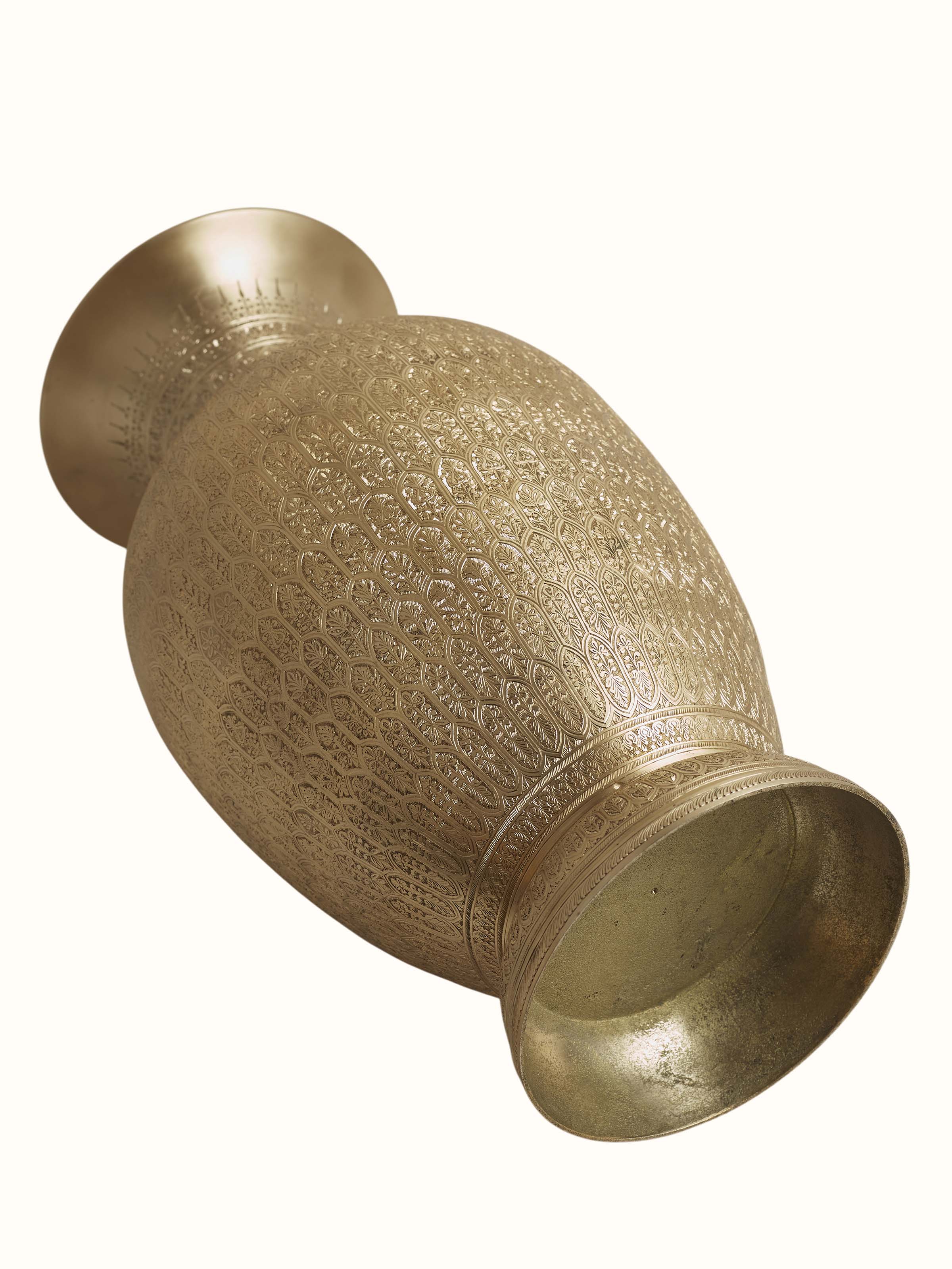 Angled view of Brassware Floor Vase