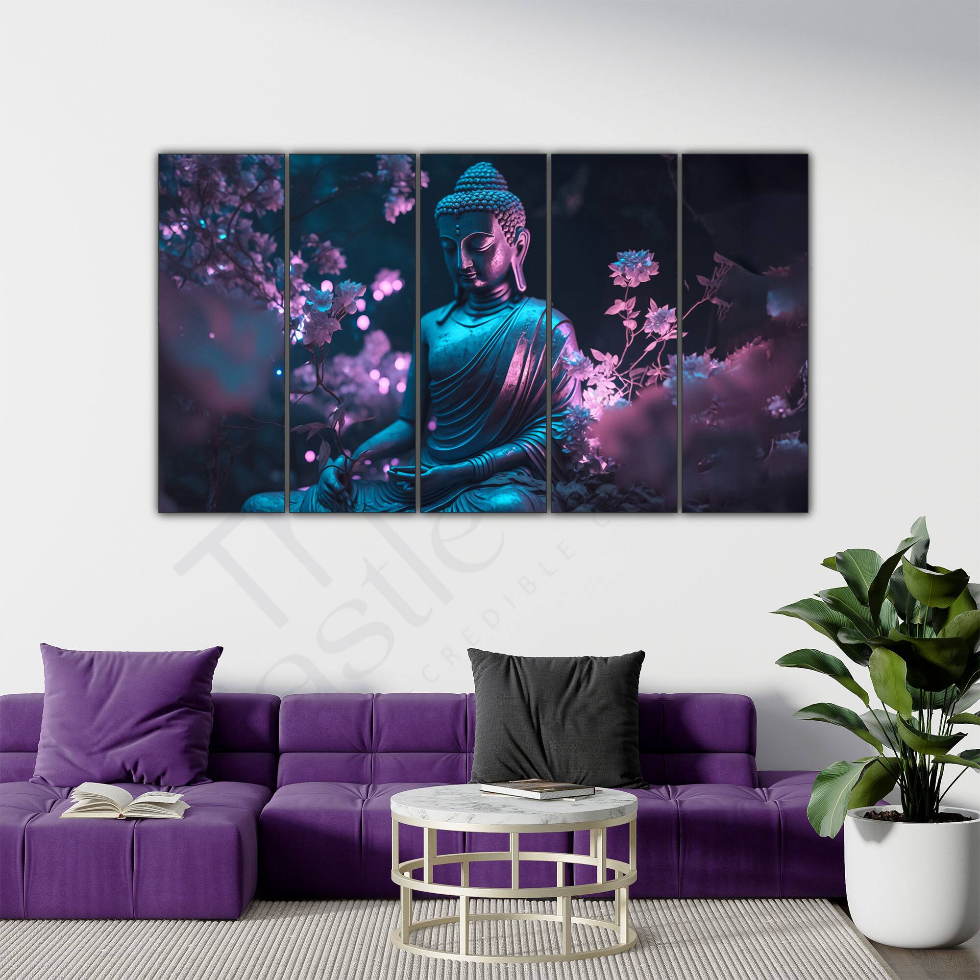 The Castle Decor Lord Buddha Meditation Wall Painting Wooden Framed 27x48 Inch (Style 20) - The Castle Decor