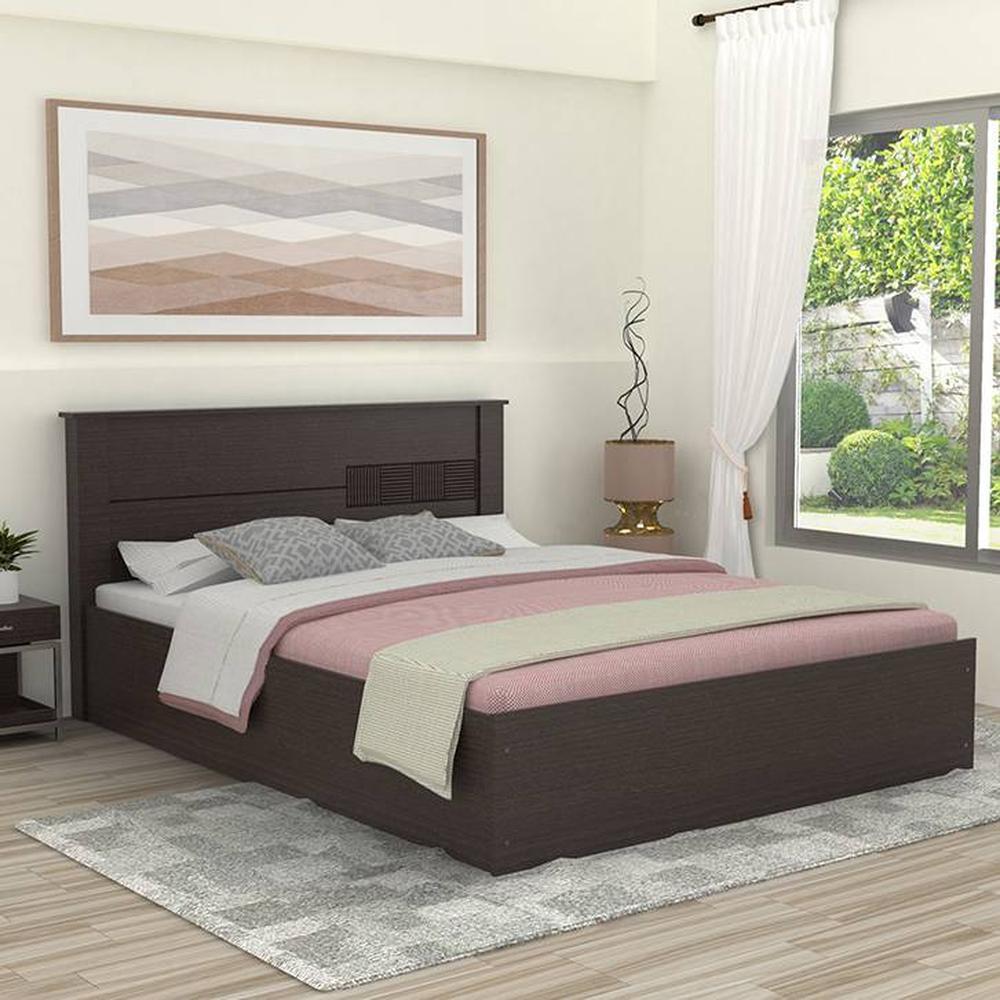 Aglaea Solid Wood Queen Size Drawer Storage Bed In Melamine Finish