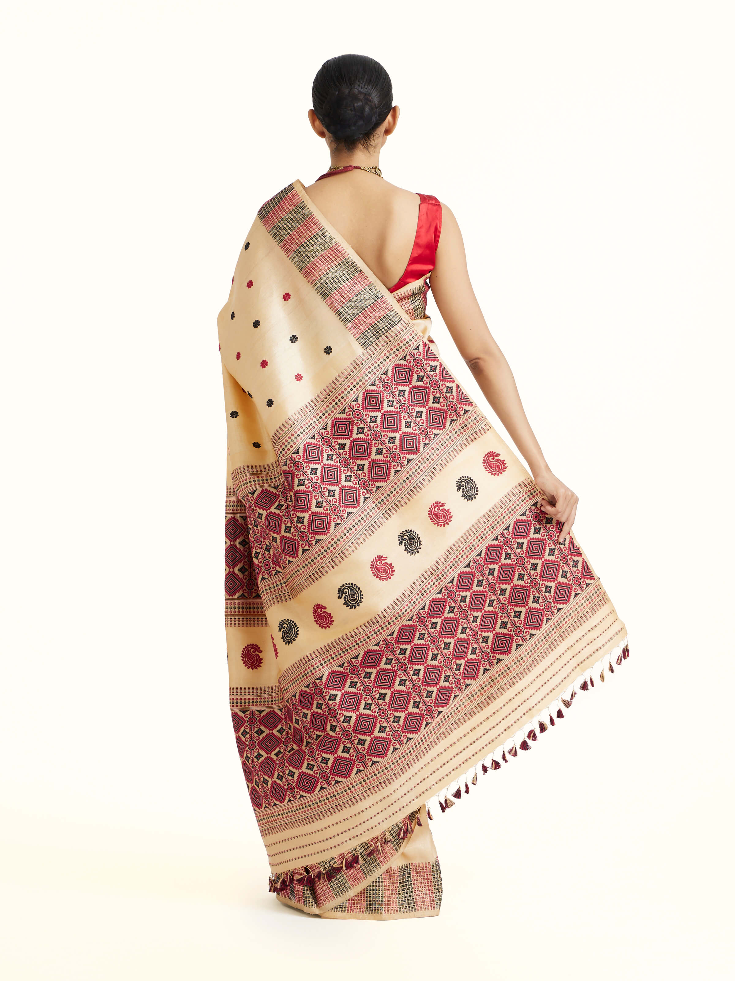 Beige Tussar Silk Saree