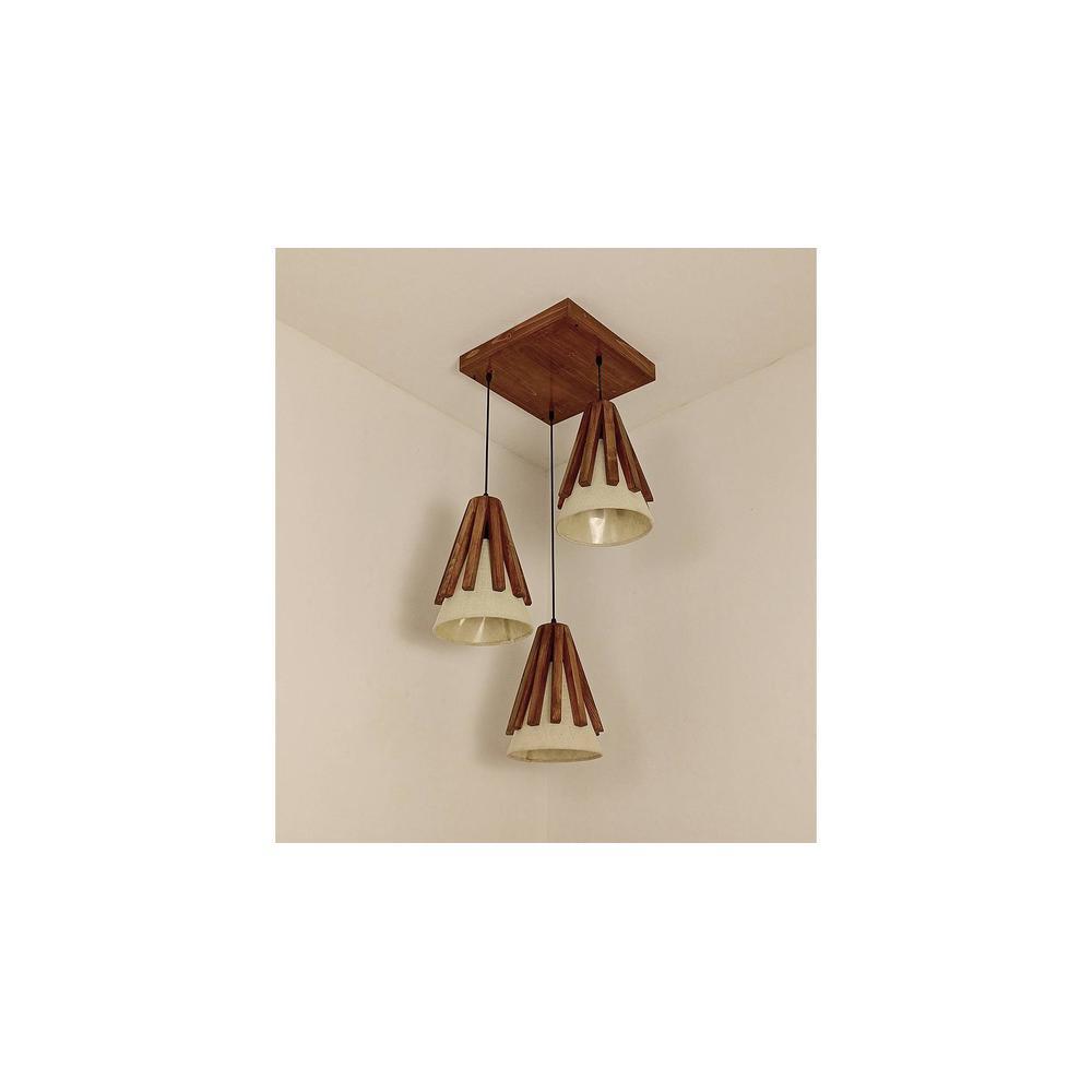 Flue Brown Solid Wood Cluster Hanging Light