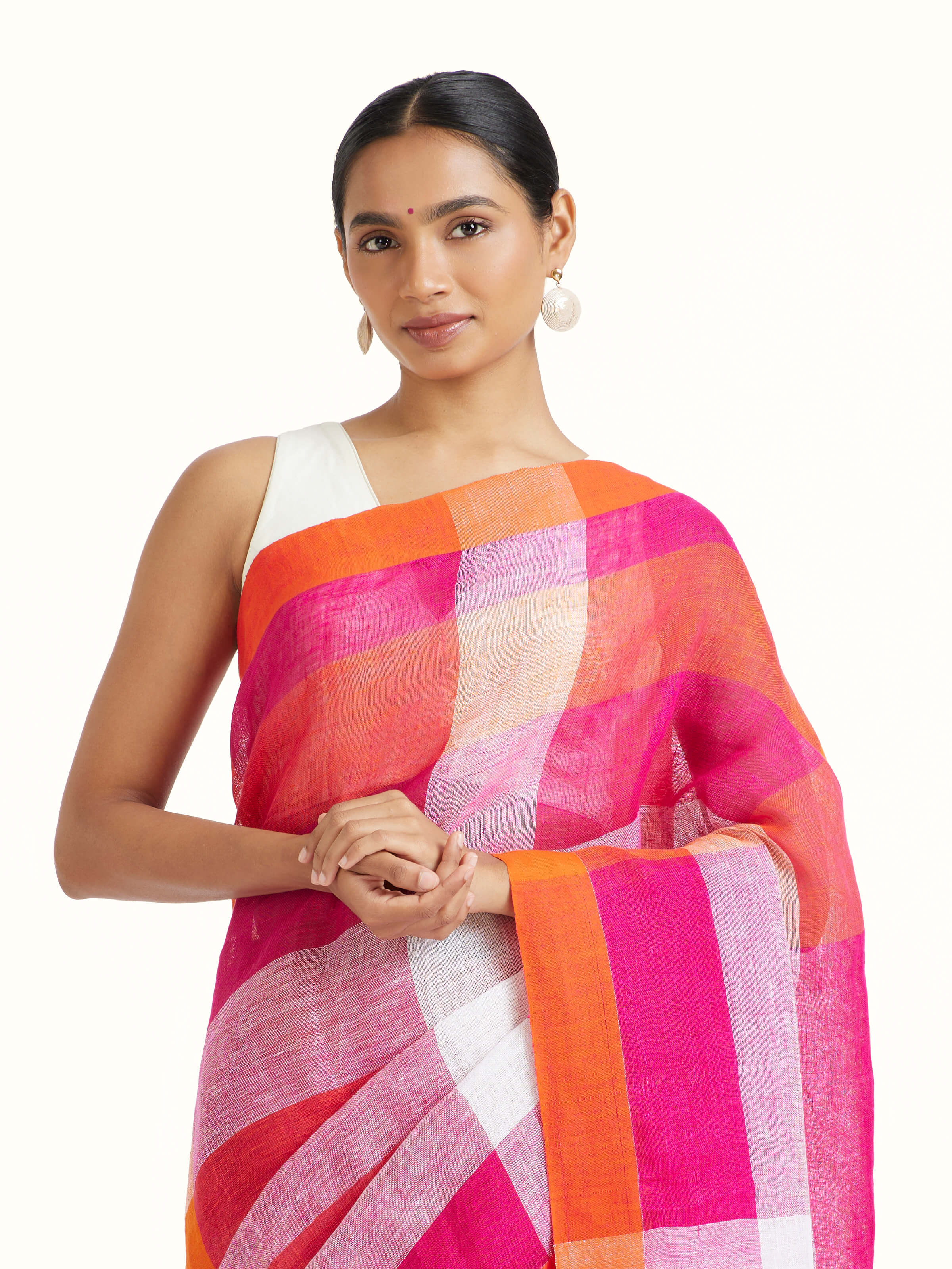 Pink Linen Saree