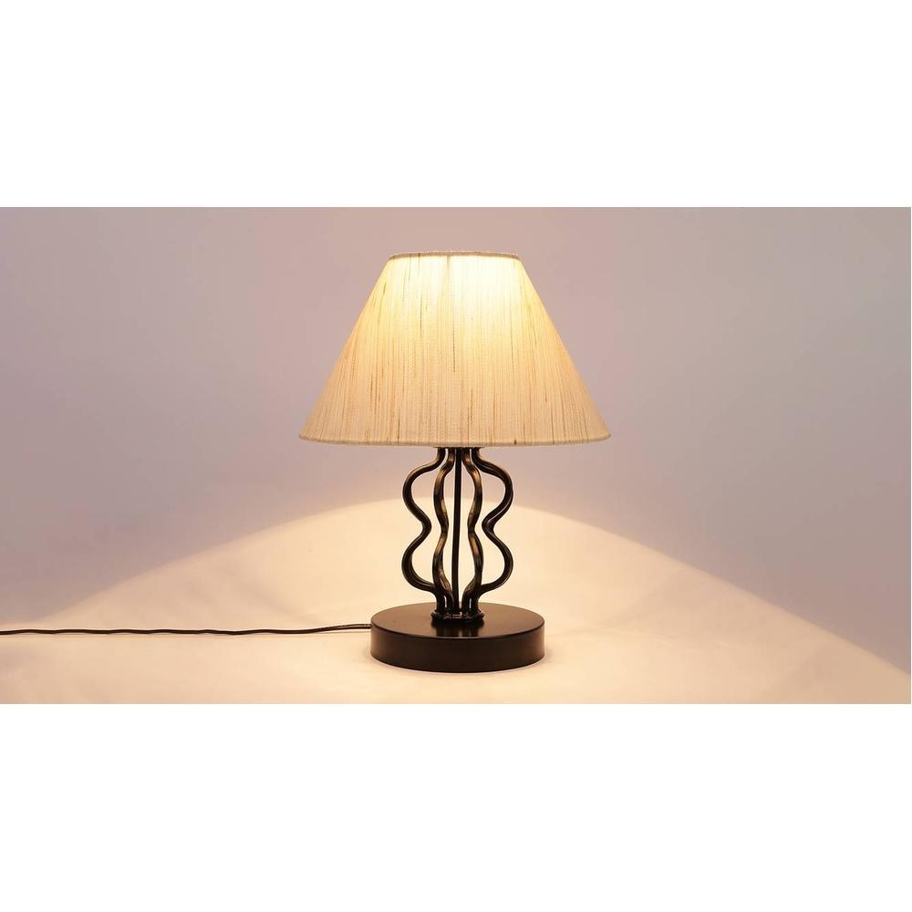 Margot off-white cotton table lamp with iron base