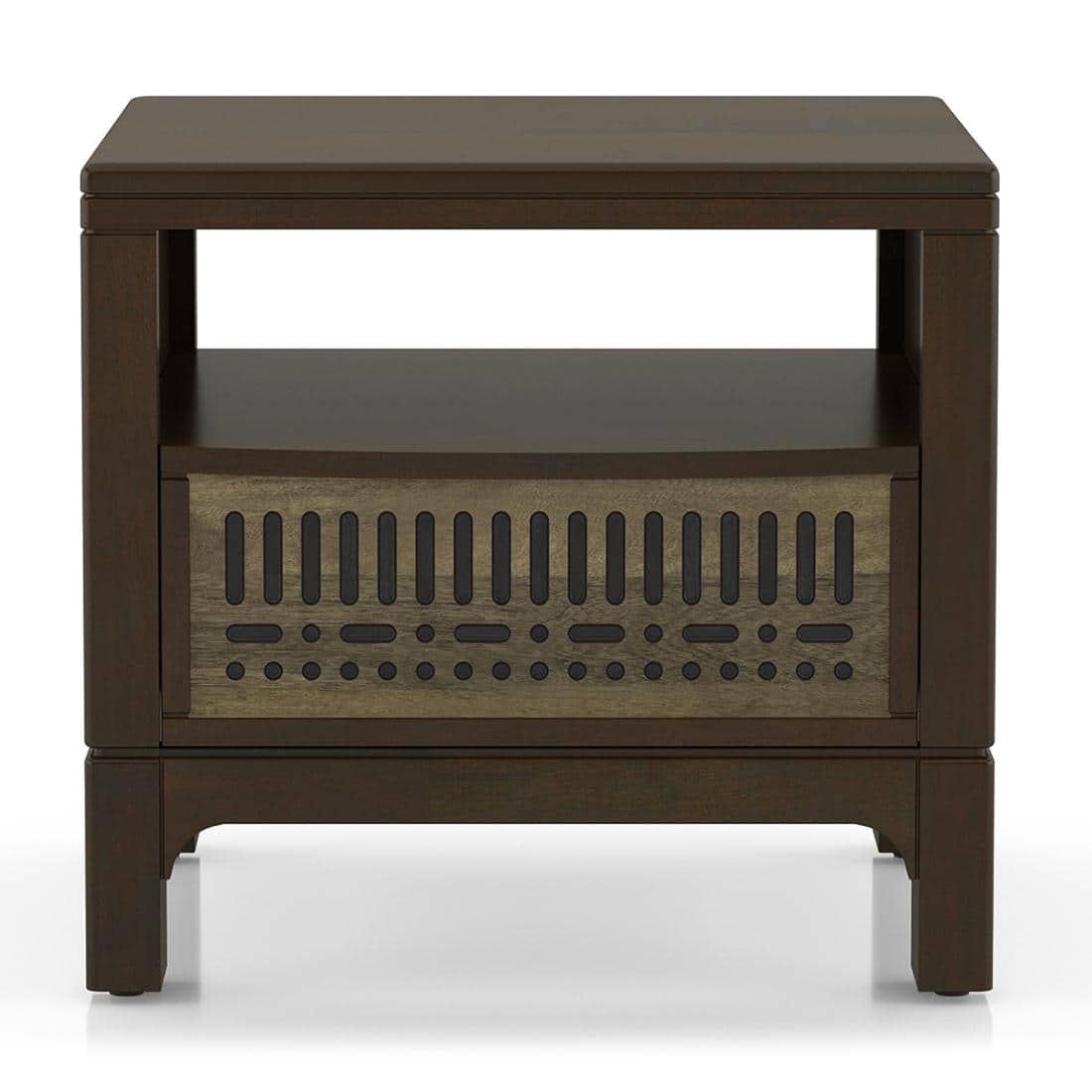 Masai Solid Wood Bedside Table in American Walnut Finish