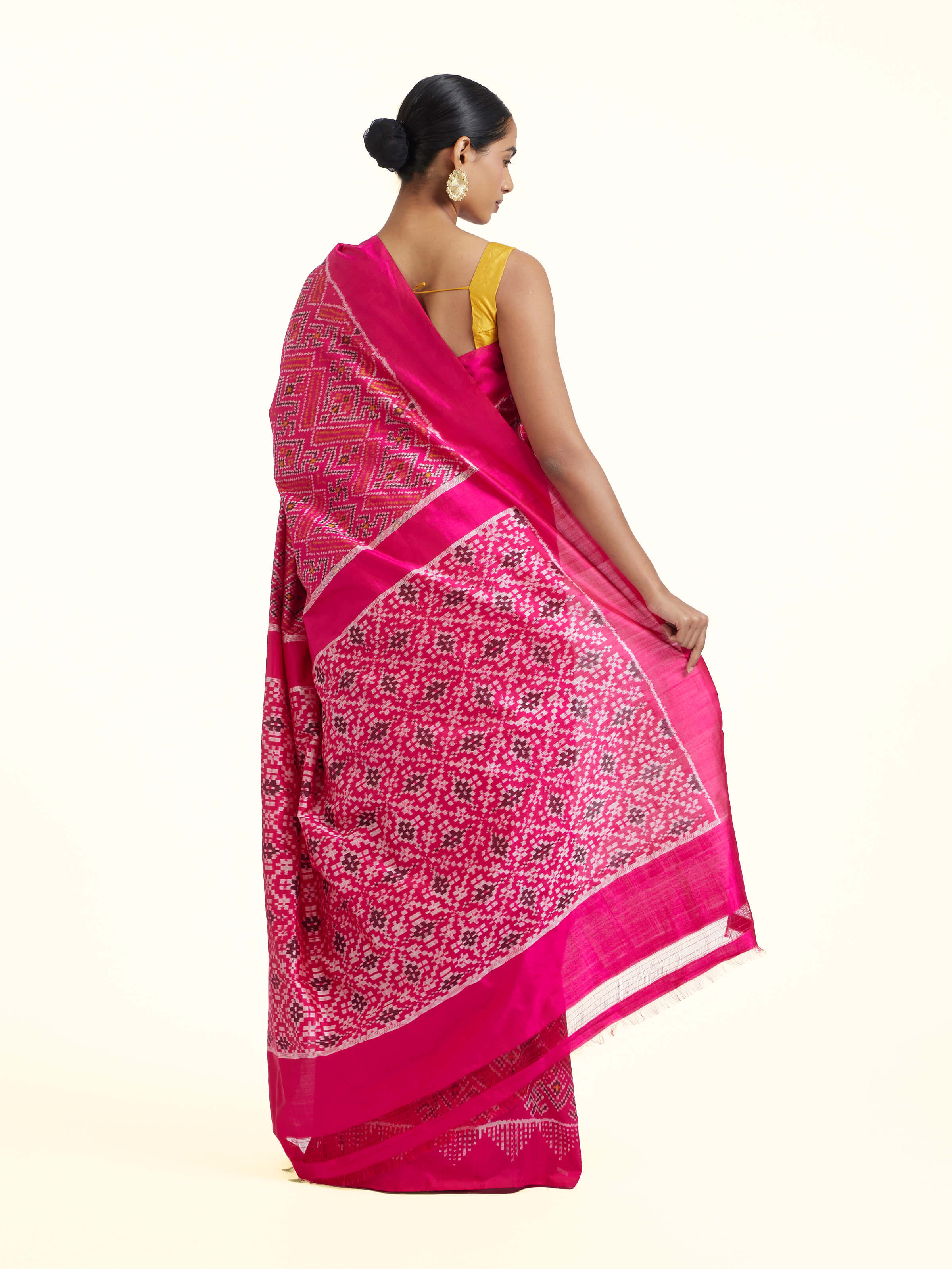 Pink Pochampally Combodia Ikat Silk Saree