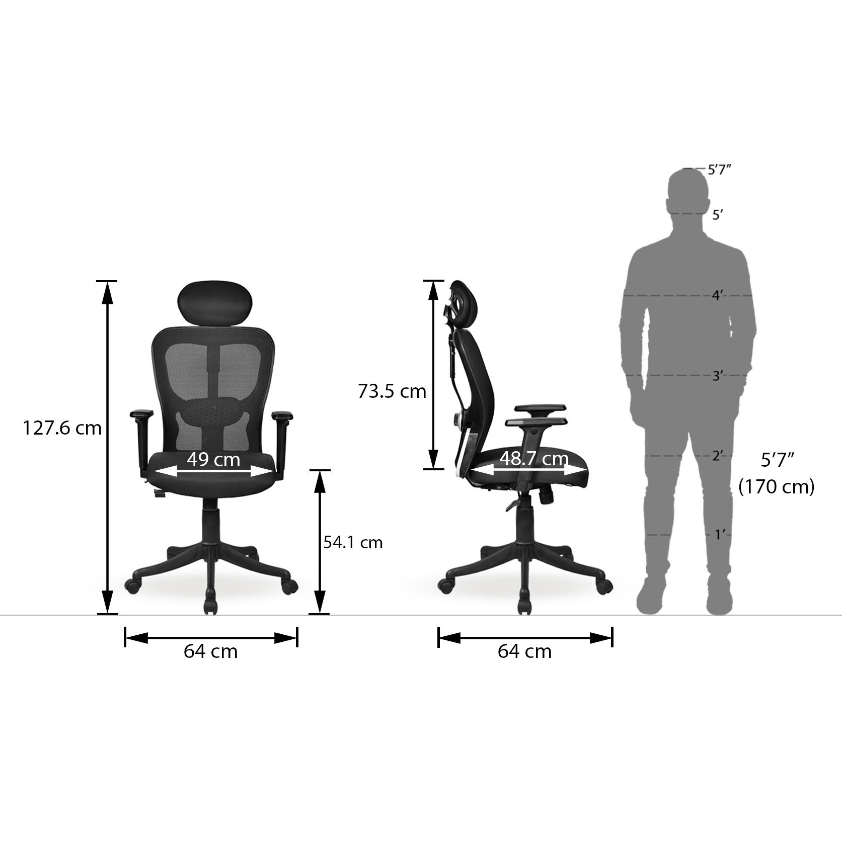 Edmund Study Chair in Black Colour