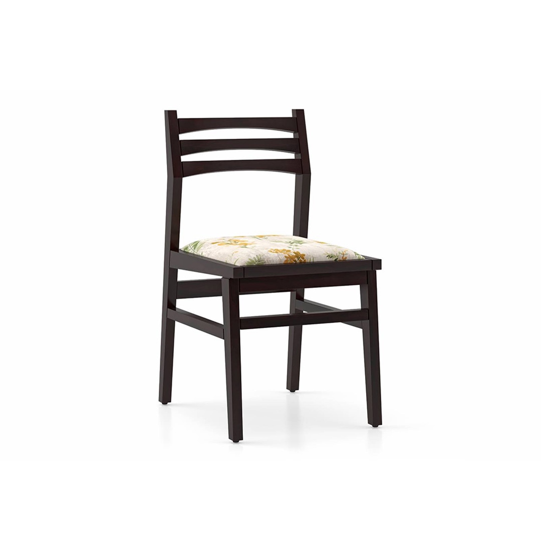 Arabia Leon Solid Wood 6 Seater Dining Table With Set Of 6 Chairs (Colour- Mustard Florals, Finish- Mahogany)