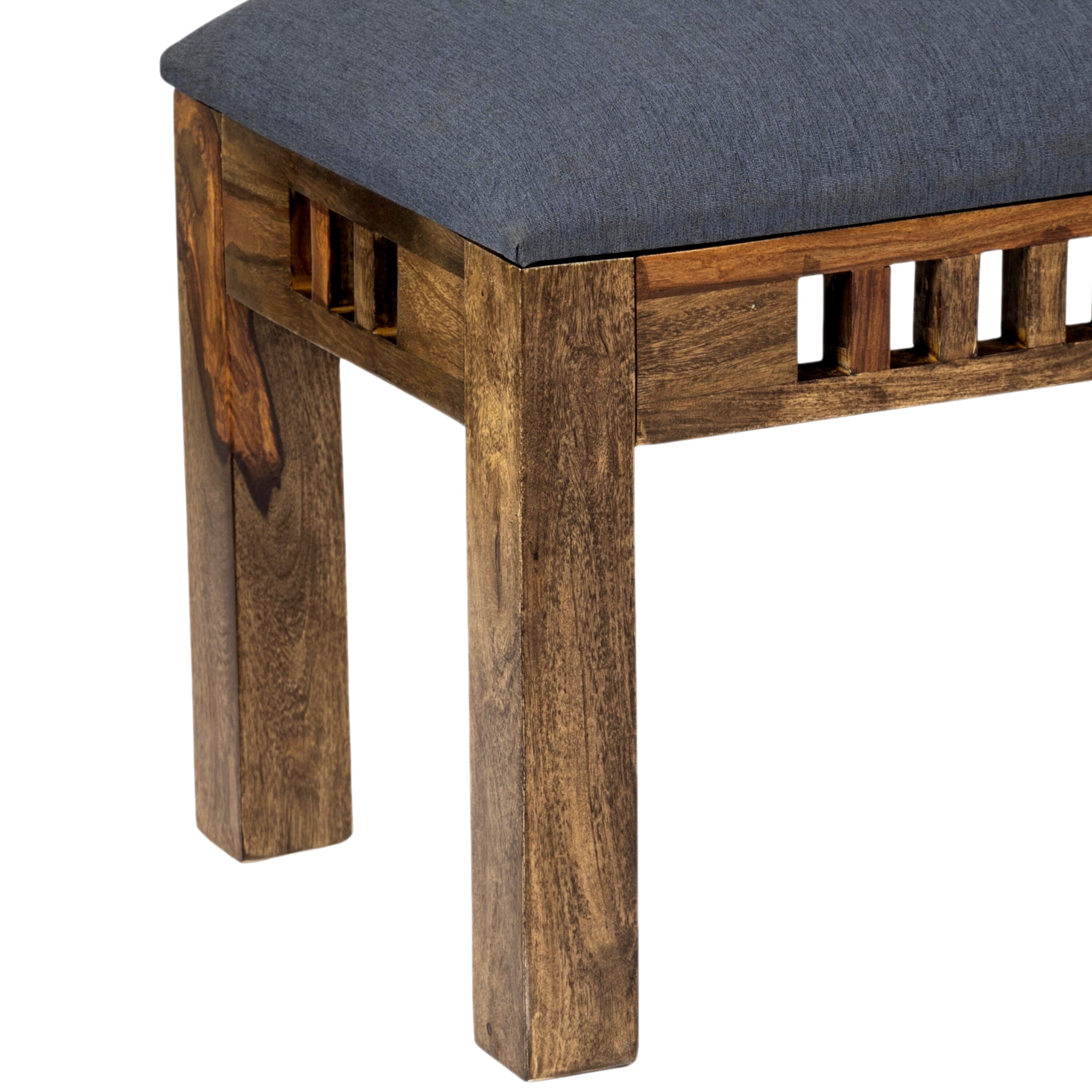 Milford Sheesham Wood Accent Dining Bench (Anchor Grey Fabric Teak Finish)