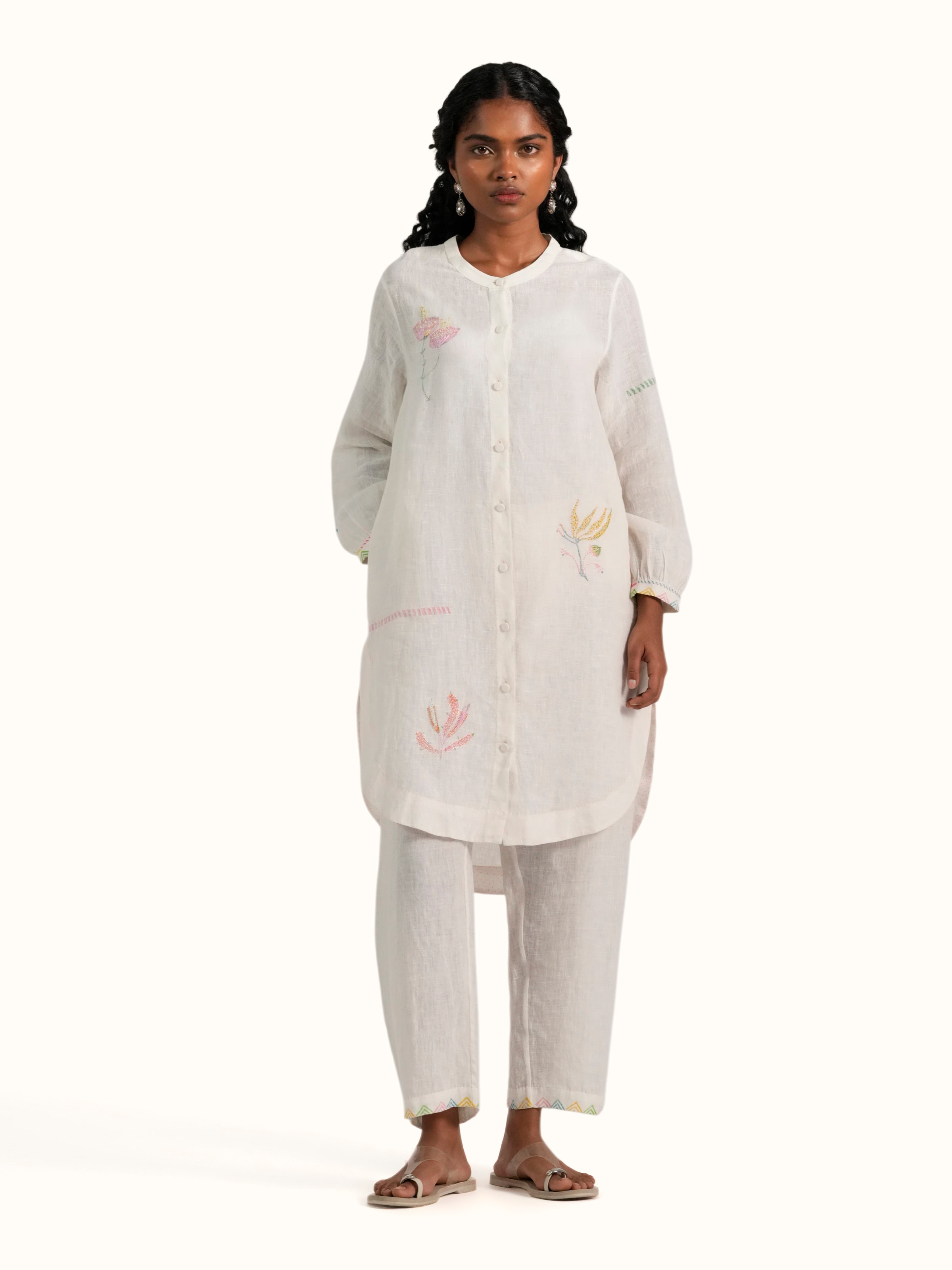 Off-white Linen Handloom Co-Ord Set