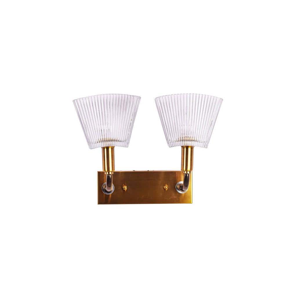 Carbon Loft Brass Luxur Cut Glass Double Shade Wall Light