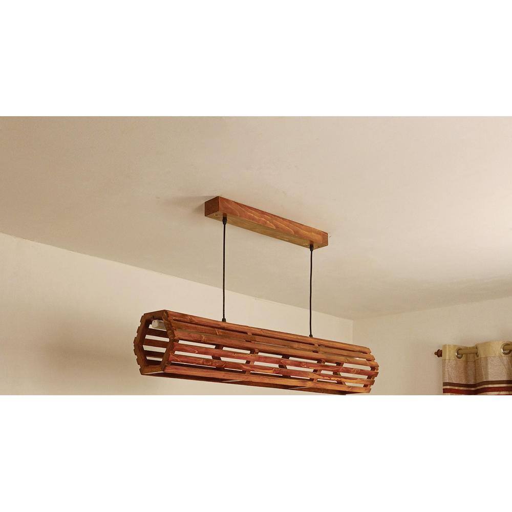 Flora 36 Baton Brown Wooden LED Hanging Lamp