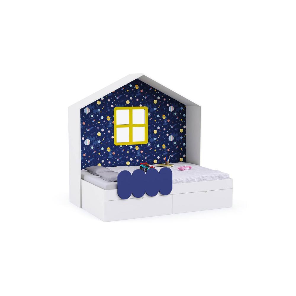 Little Hut Engineered Wood Drawer Storage Bed in White Colour