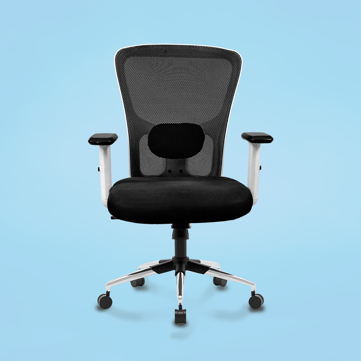 Kepler Brooks Mid Back Office Chair | 2 Years Warranty | Chair for Office Work at Home, Ergonomic Chair, Diwali Gifts, 2D Adjustable Arms, Headrest & Lumbar Support, Multi Synchro Lock (Zeus, White)