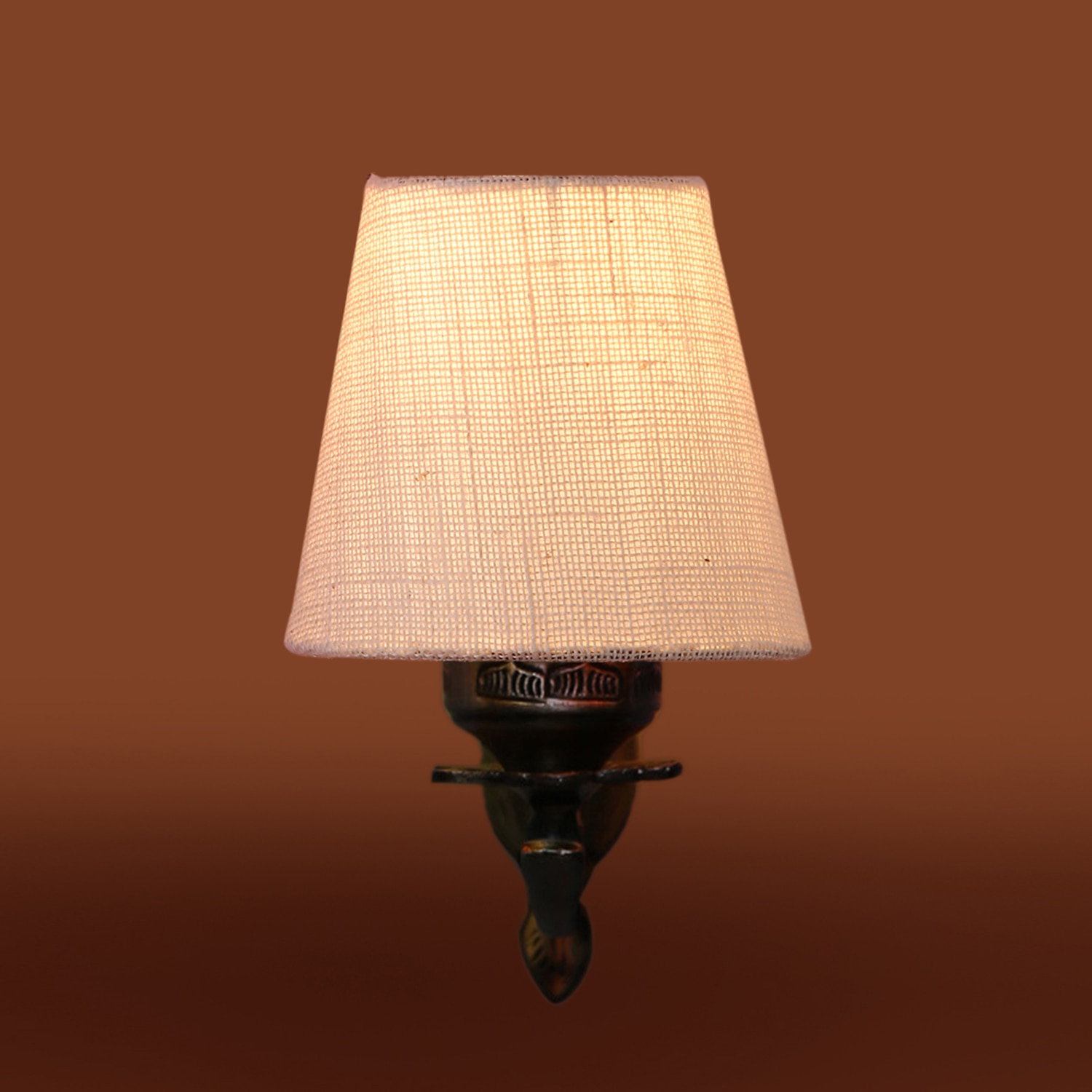 Devansh Metal Electric Wall Light in Antique Gold Colour with White Shade Count of 1 Light-picture-12