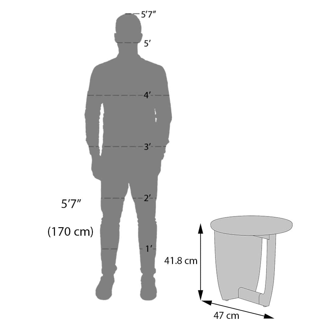 Kaya Round Solid Wood Side Table in Danish Walnut finish