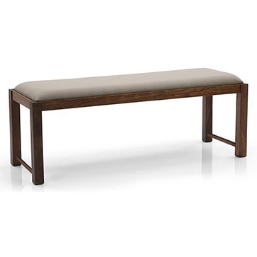 Oribi Dining Bench In Teak Finish With Wheat Brown Fabric