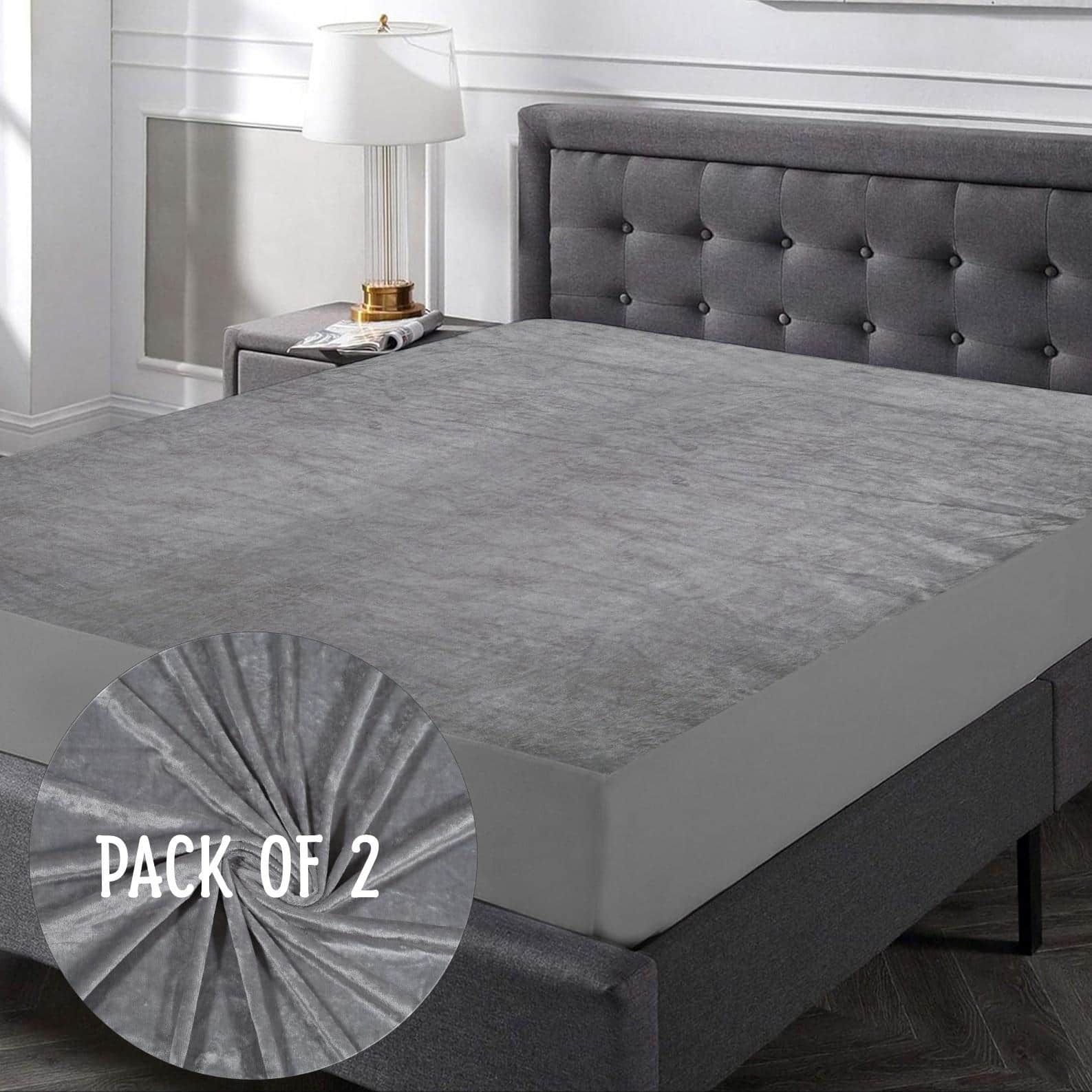 Premium Jacquard Polyester Fabric  King Size Bed  Waterproof Mattress Protector  Bed Cover 75x72  Pack of 2