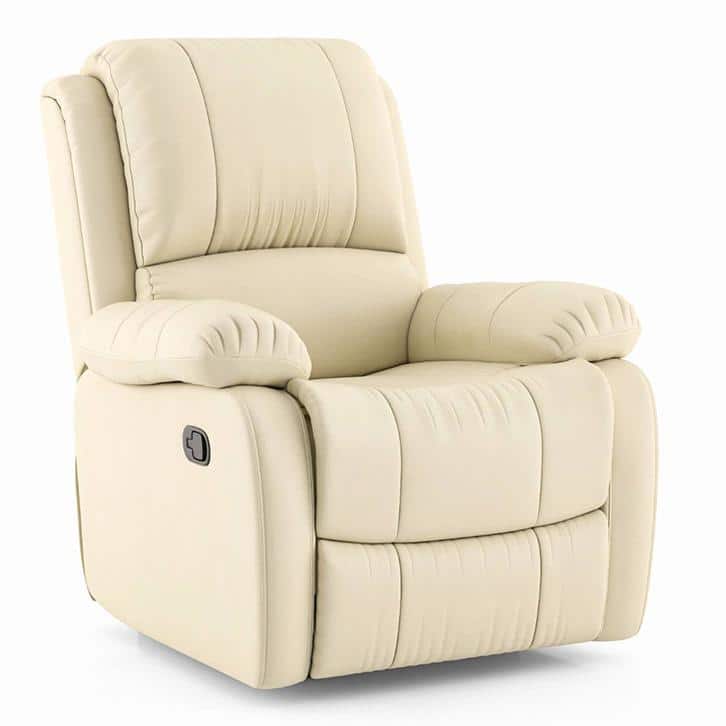 Lebowski Leatherette One Seater Manual Recliner in Ancient Ivory Cream Colour