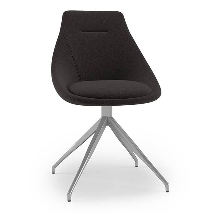 Caribu 4 To 6 Extendable Dining Table With Set Of 6 Doris Swivel Accent Chairs (Colour- Dark Grey, Finish- White High Gloss)