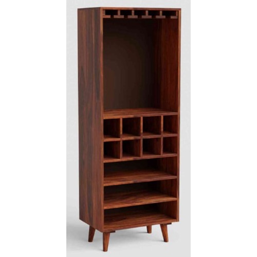 Avalon Solid Wood Bar Cabinet in Teak Finish