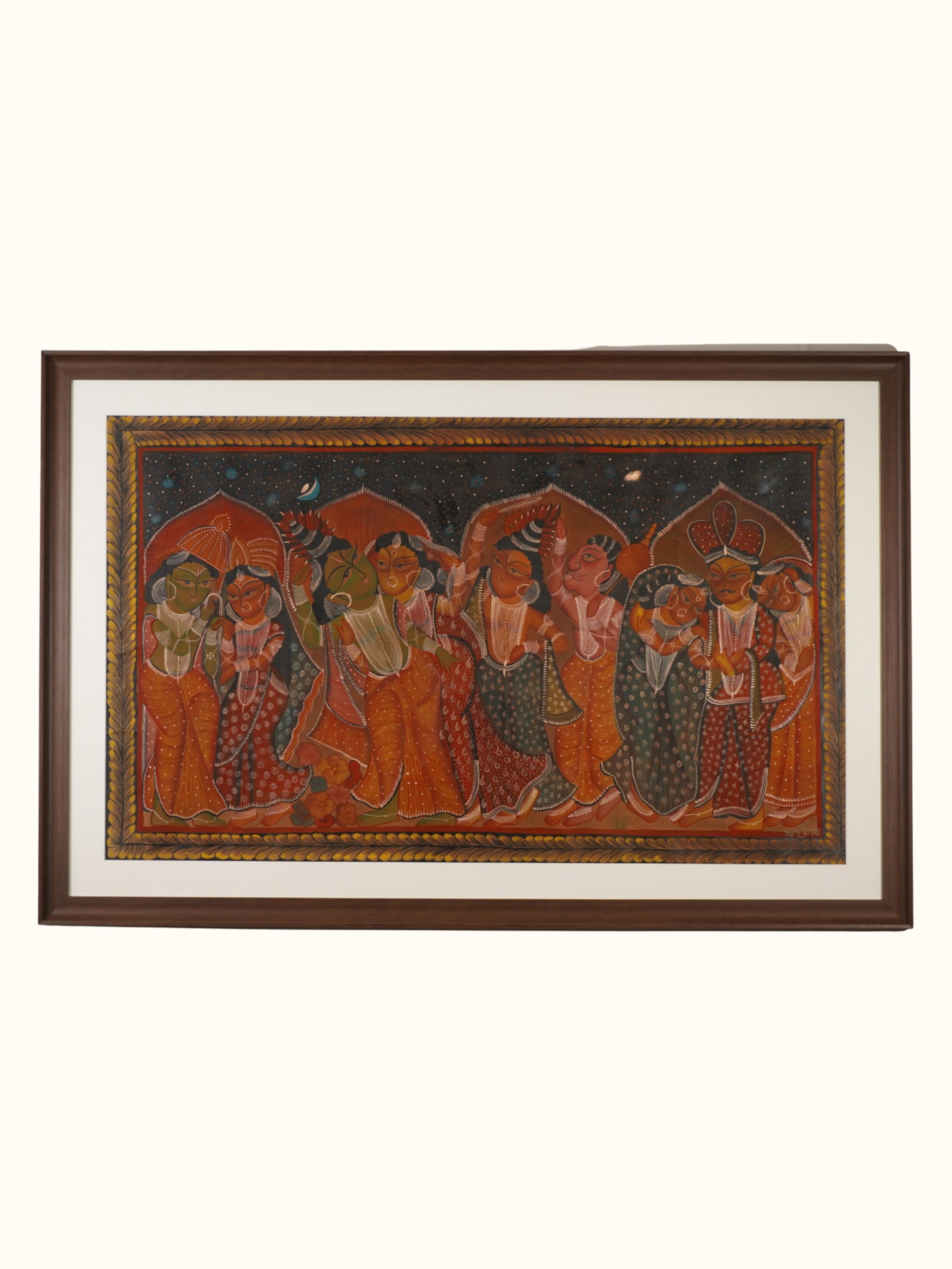 Kalighat Ramayana painting in traditional Bengali folk art style – front view