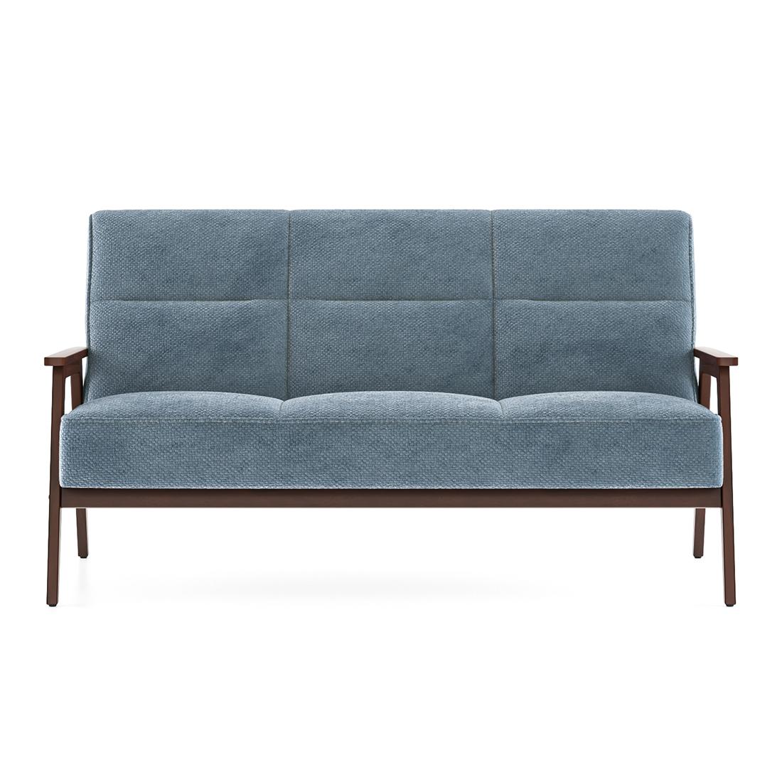 Logan 3 Seater Wooden Sofa in Blue Colour