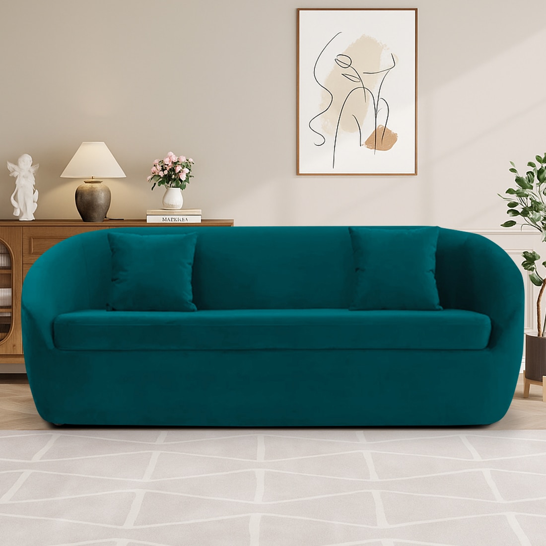 Davis Fabric Sofa (Teal Blue) - Home Lifestylez