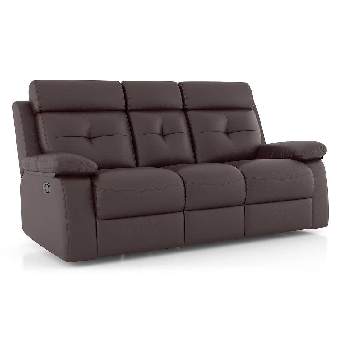 Raphael Leatherette Three Seater Manual Recliner in Brown Colour