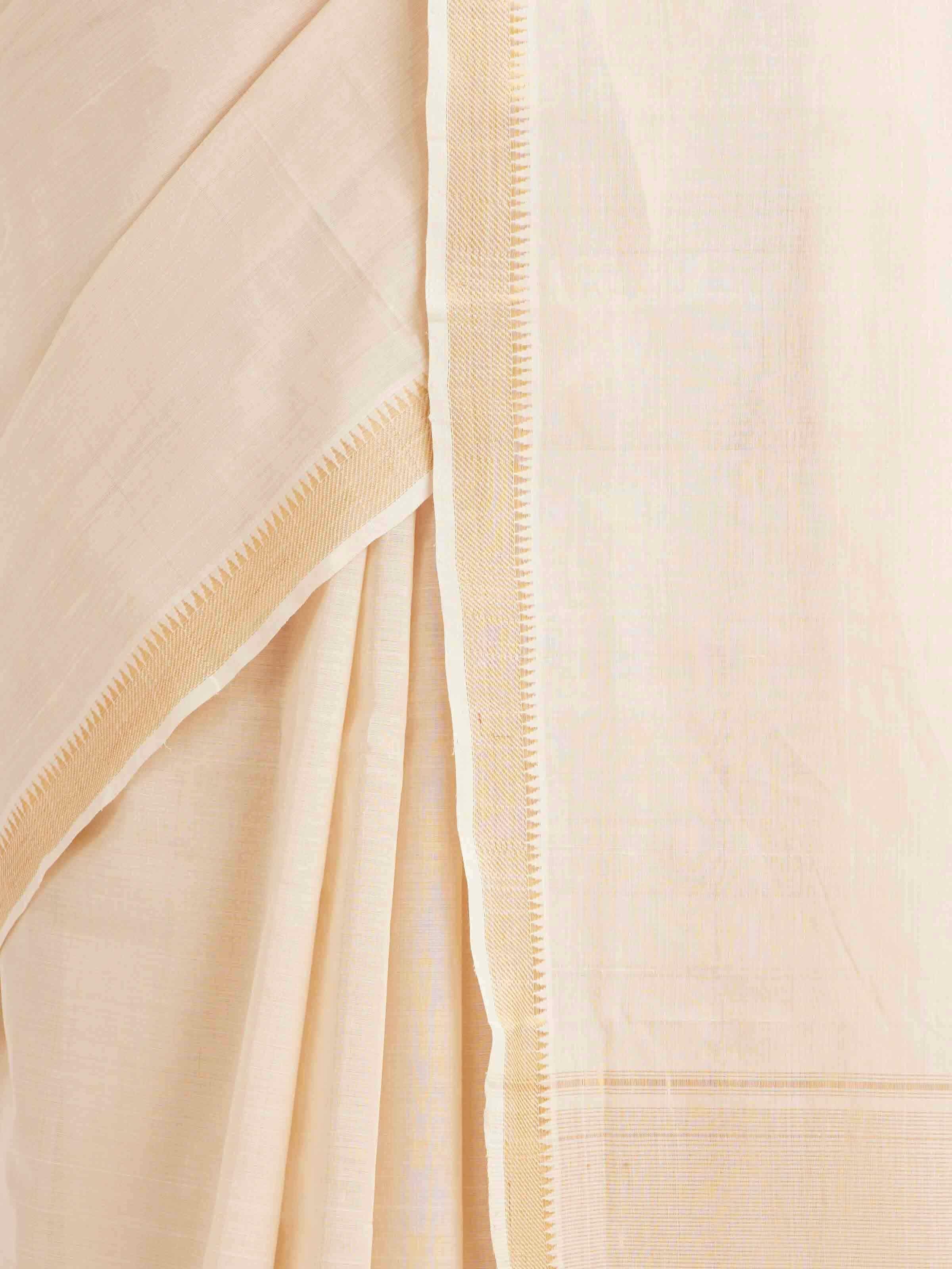 Off-white Gossamer & Cotton Mangalgiri Saree