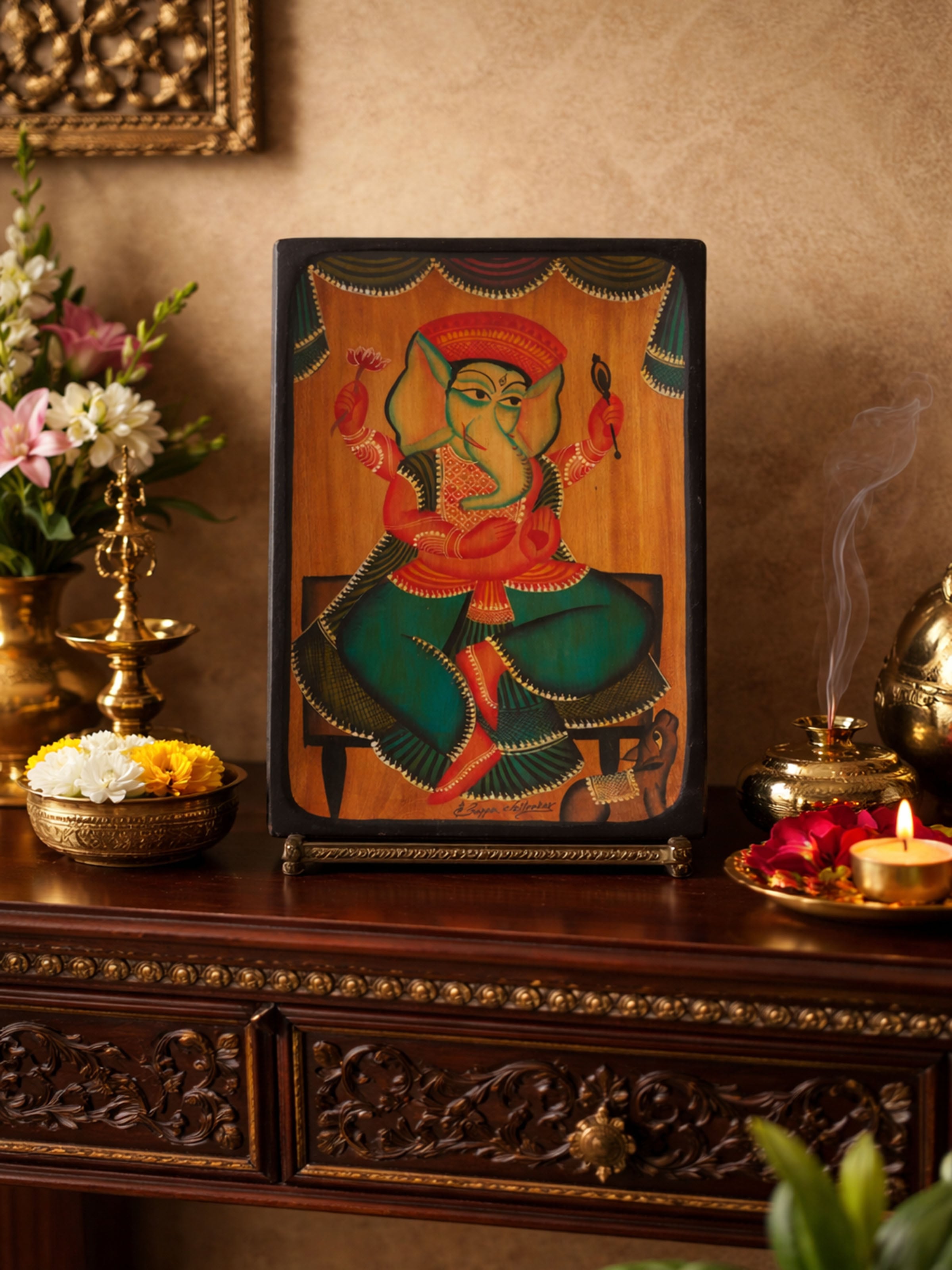 Kalighat Handpainted Ganesha Display Plate