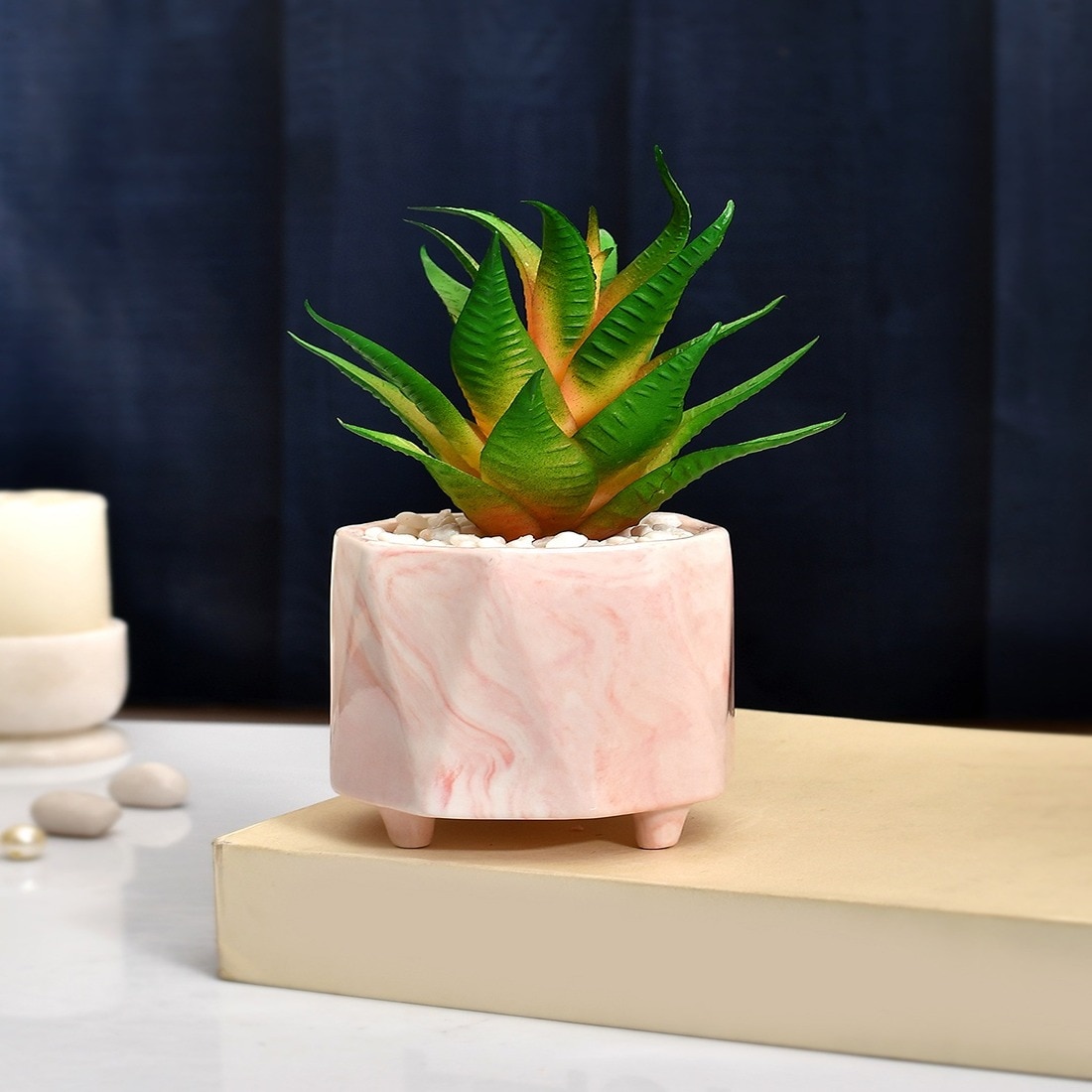 Citrus Delight Artificial Succulent With Pink Planter