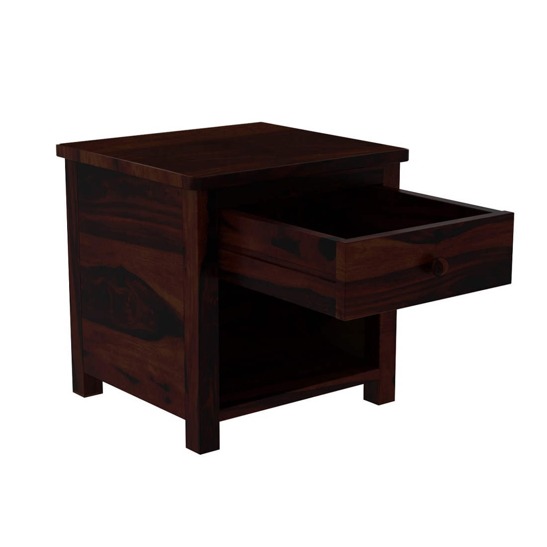Madhavi Solid Wood Bedside Table in Walnut Finish