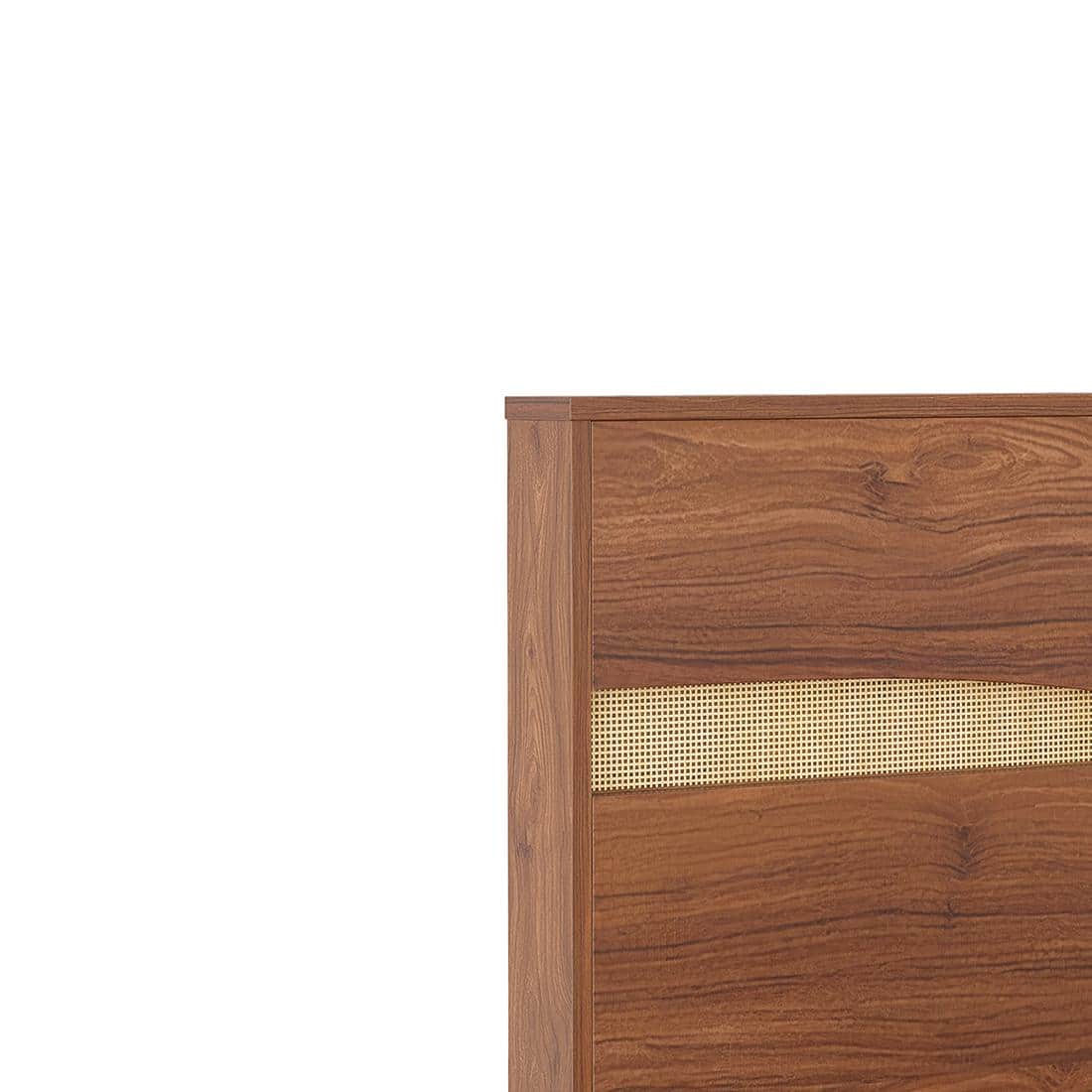 Karya Engineered Wood Queen Size Box Storage Bed In Wheat Brown Walnut Finish