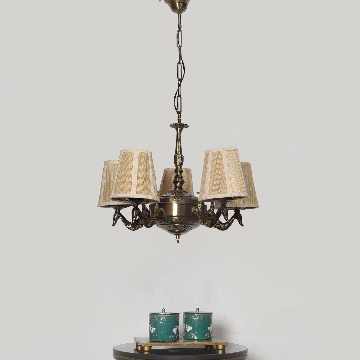 Devansh Wood Wall Mounted Lamp With Beige Jute Shade - Devansh