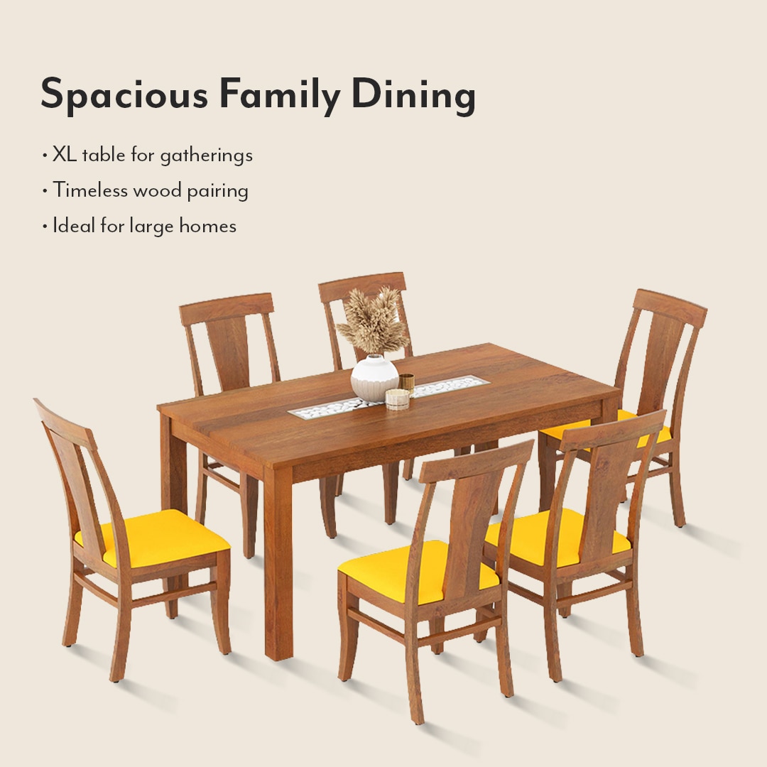Brighton Xl 6 Seater Dining Table with Fabio Dining Chair Set