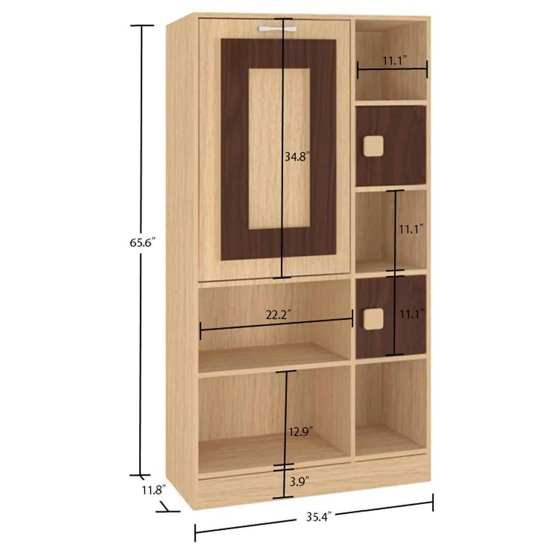Aura Folding Study Desk cum Large Bookshelf in Canadian Maple Coffee Walnut Colour