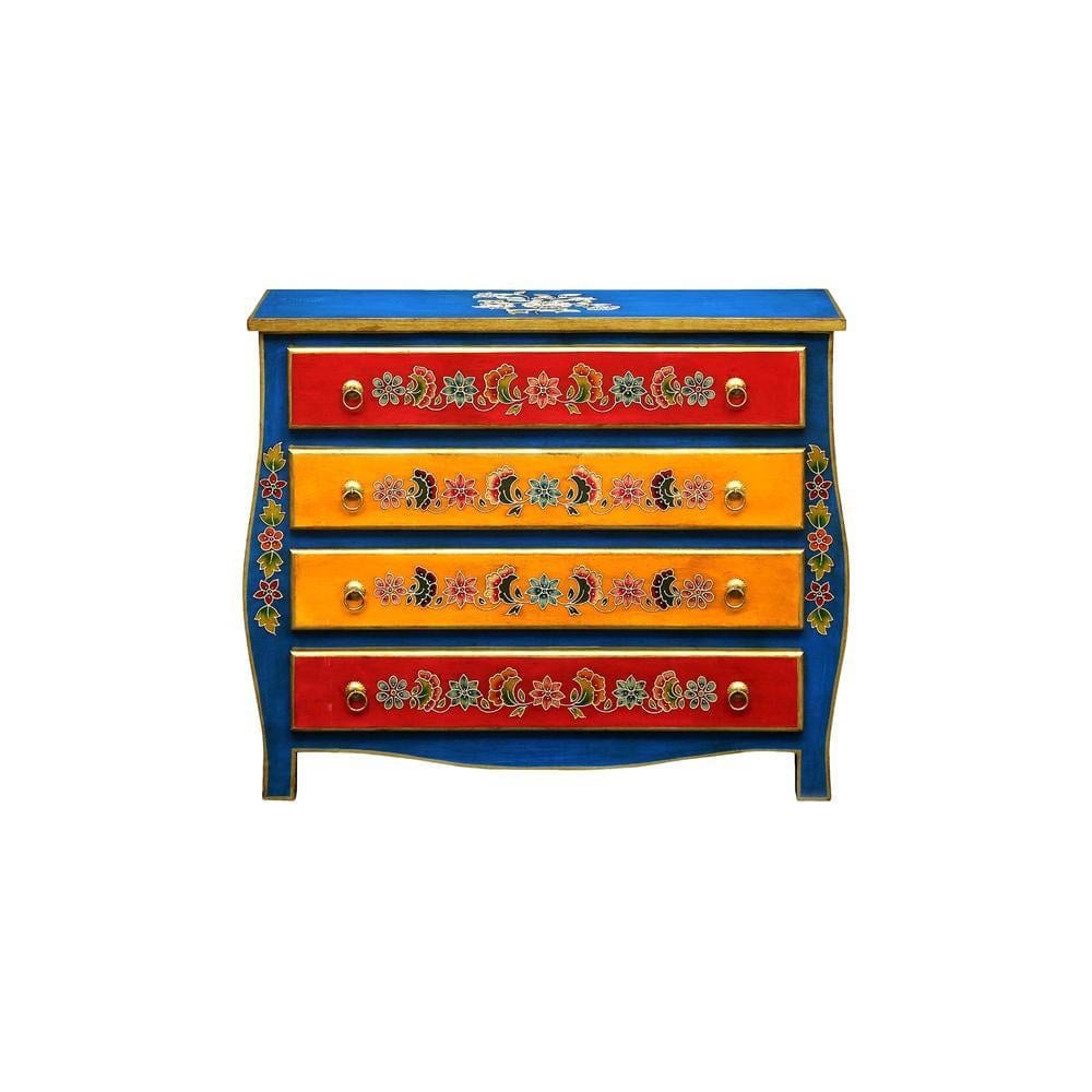 Evadne Solid Wood Hand Painted Chest Of Drawer in MultiColour