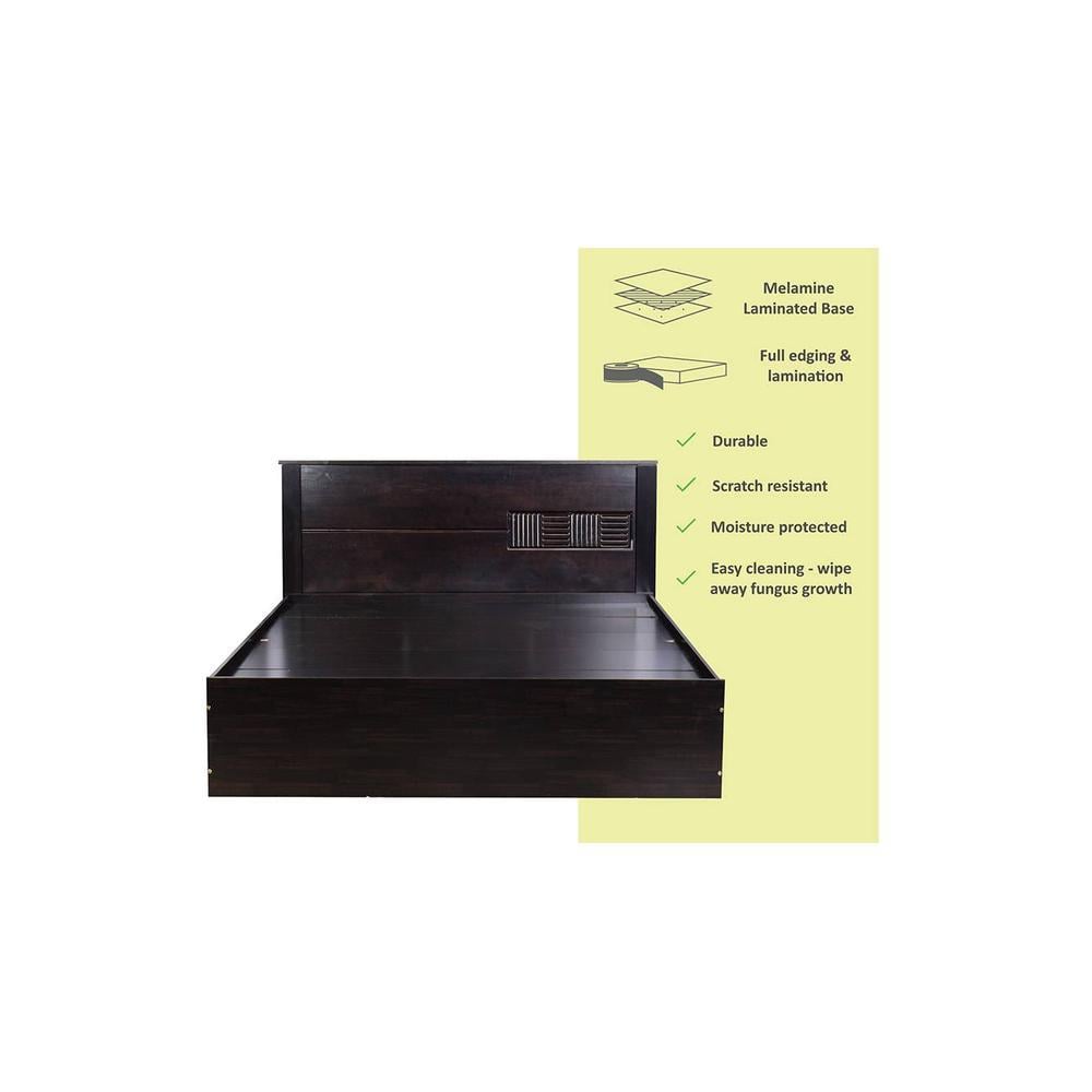 Aglaea Solid Wood Queen Size Drawer Storage Bed In Melamine Finish