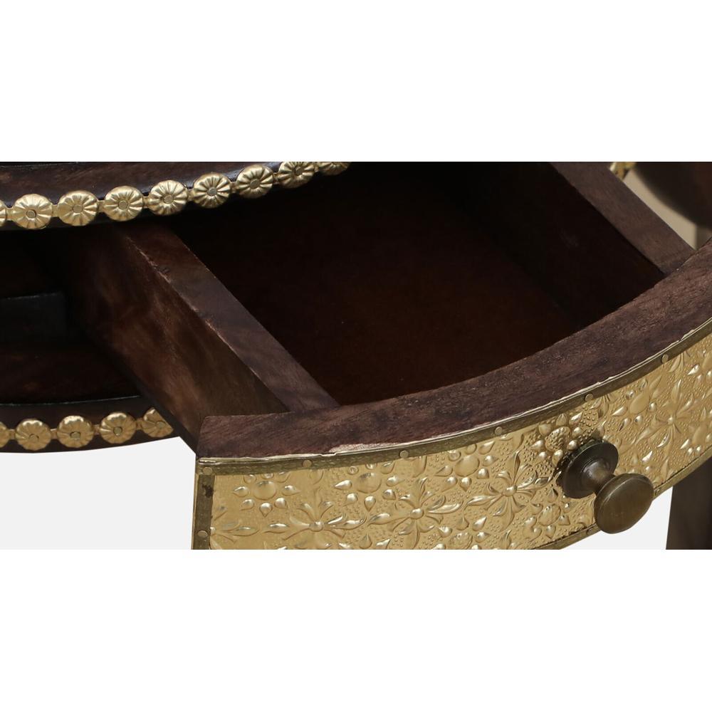 Solid Wood End Table In Walnut Finish With Drawer