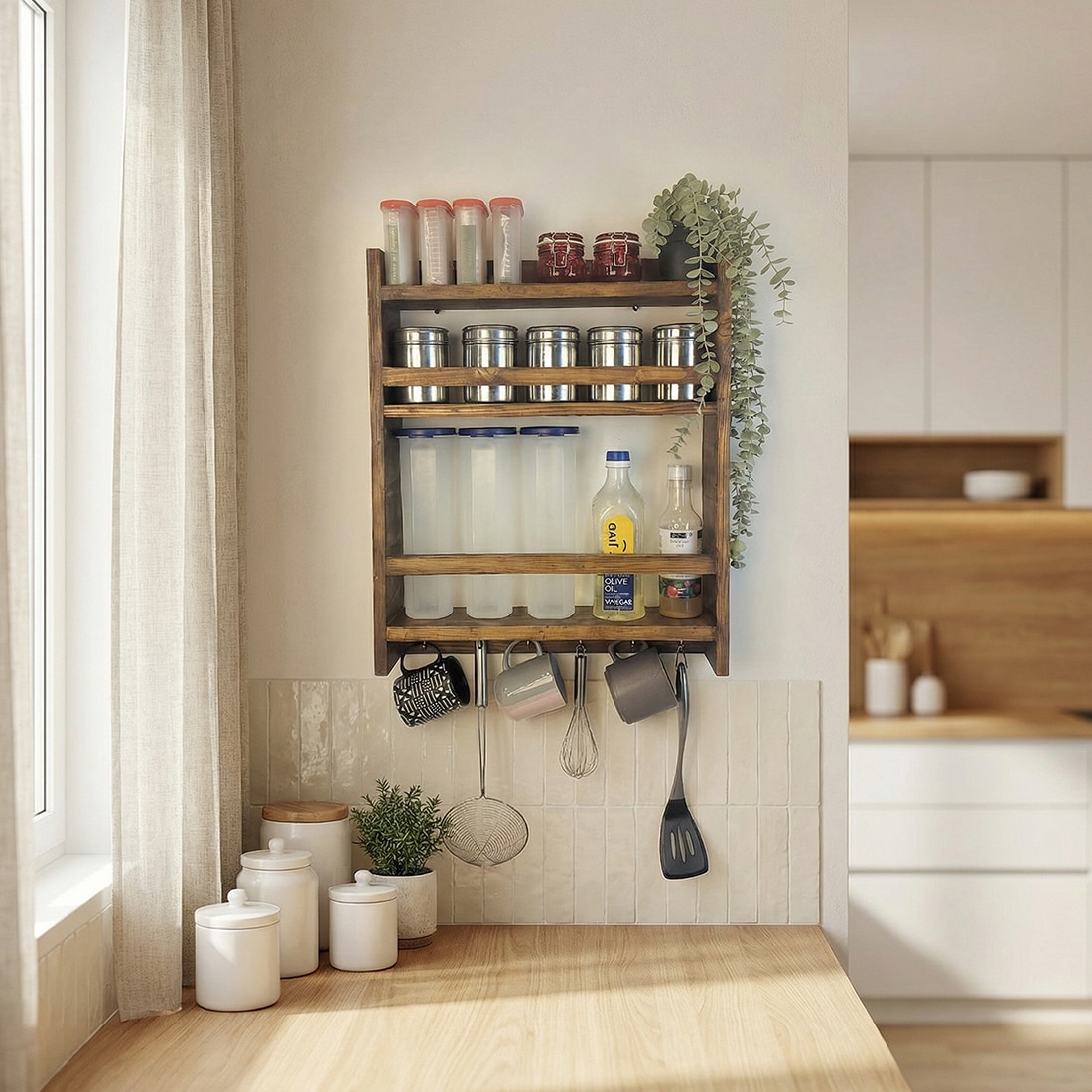 Claudia Wooden Kitchen Storage Rack