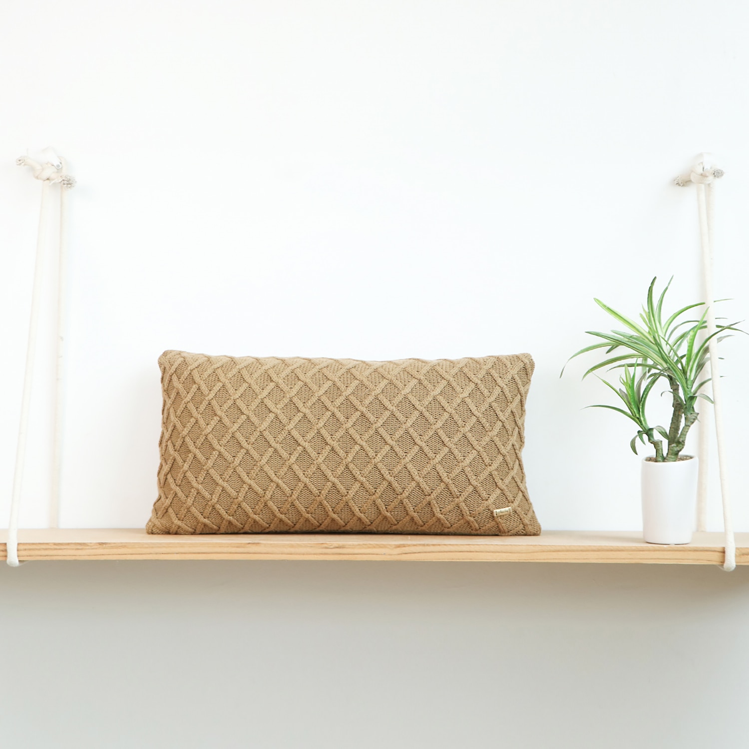 Crest Khaki Decorative Cushion Cover 12X20 Inches
