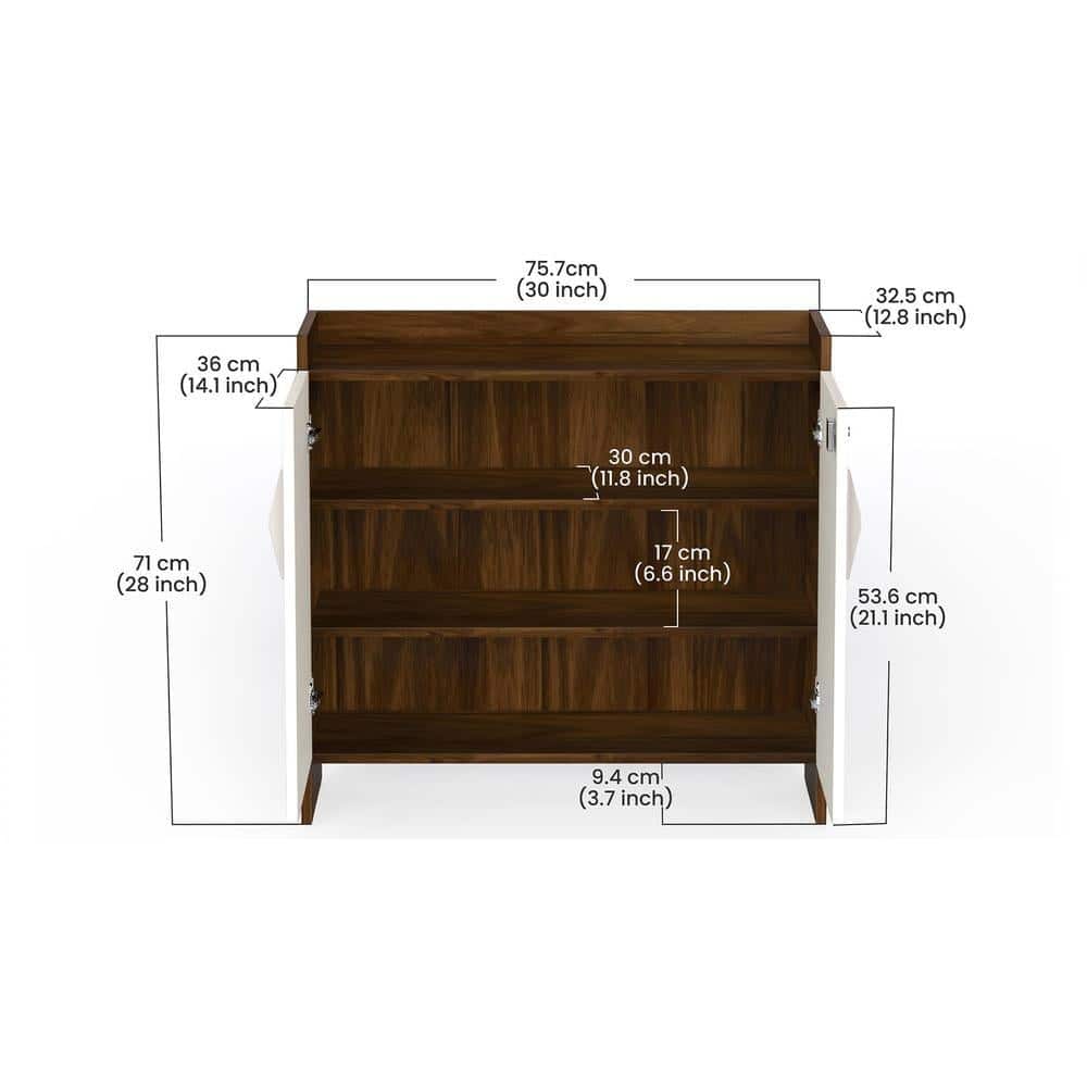 Brooklyn Engineered Wood Shoe Cabinet with Brown Maple & White finish