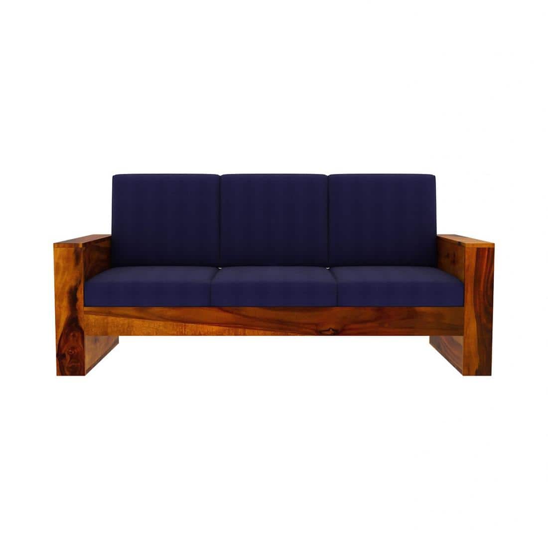 Maruti 3+2+1 Seater Wooden Sofa (BLUE Colour, Honey Finish)
