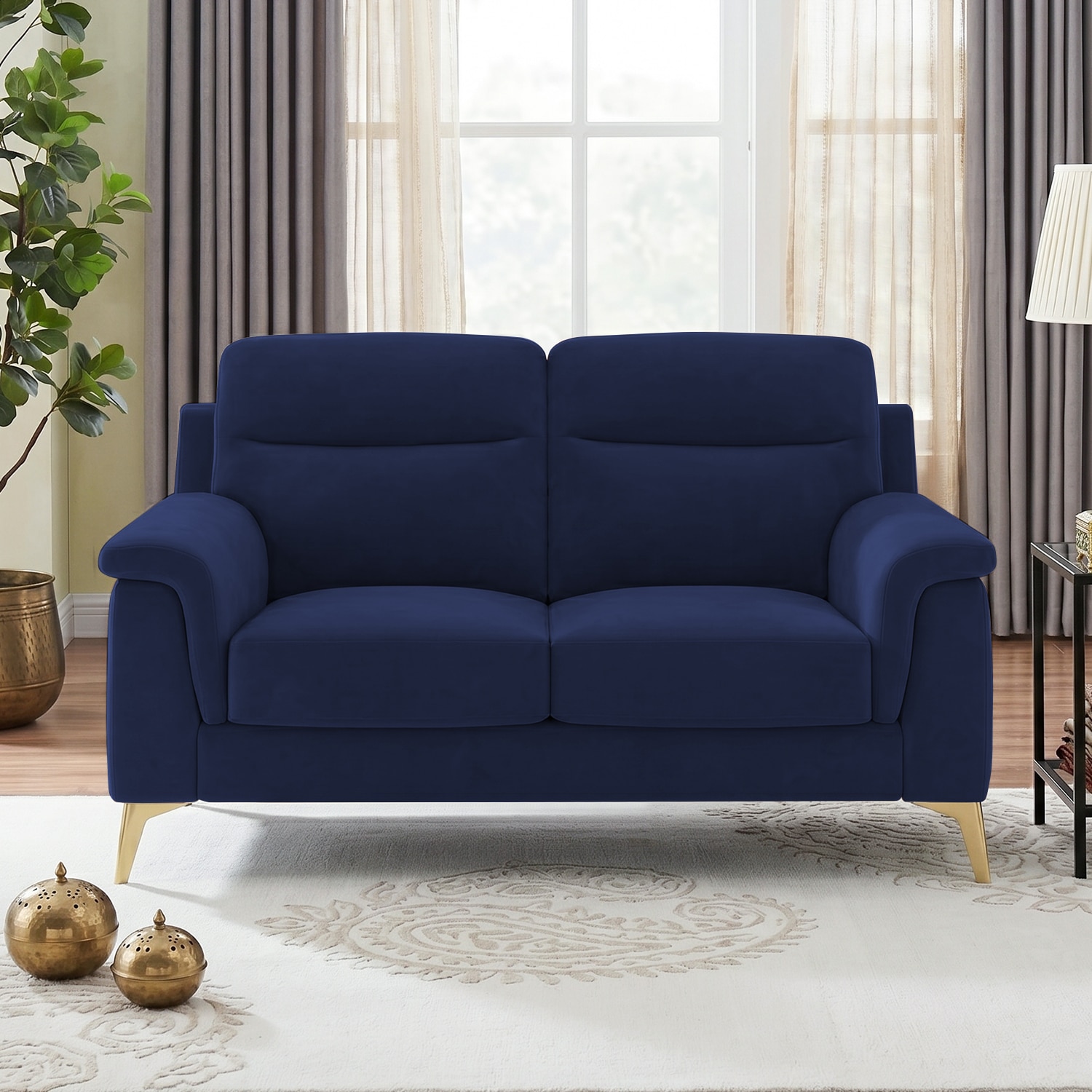 Niwara Velvet 2 Seater  sofa incNavy Blue Color - Home Lifestylez