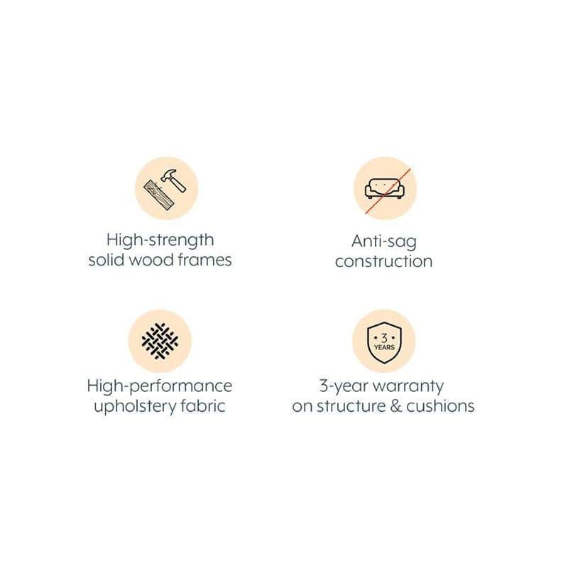 Adelaide Premium 3 Seater Fabric Sofa in Graphite Grey Colour