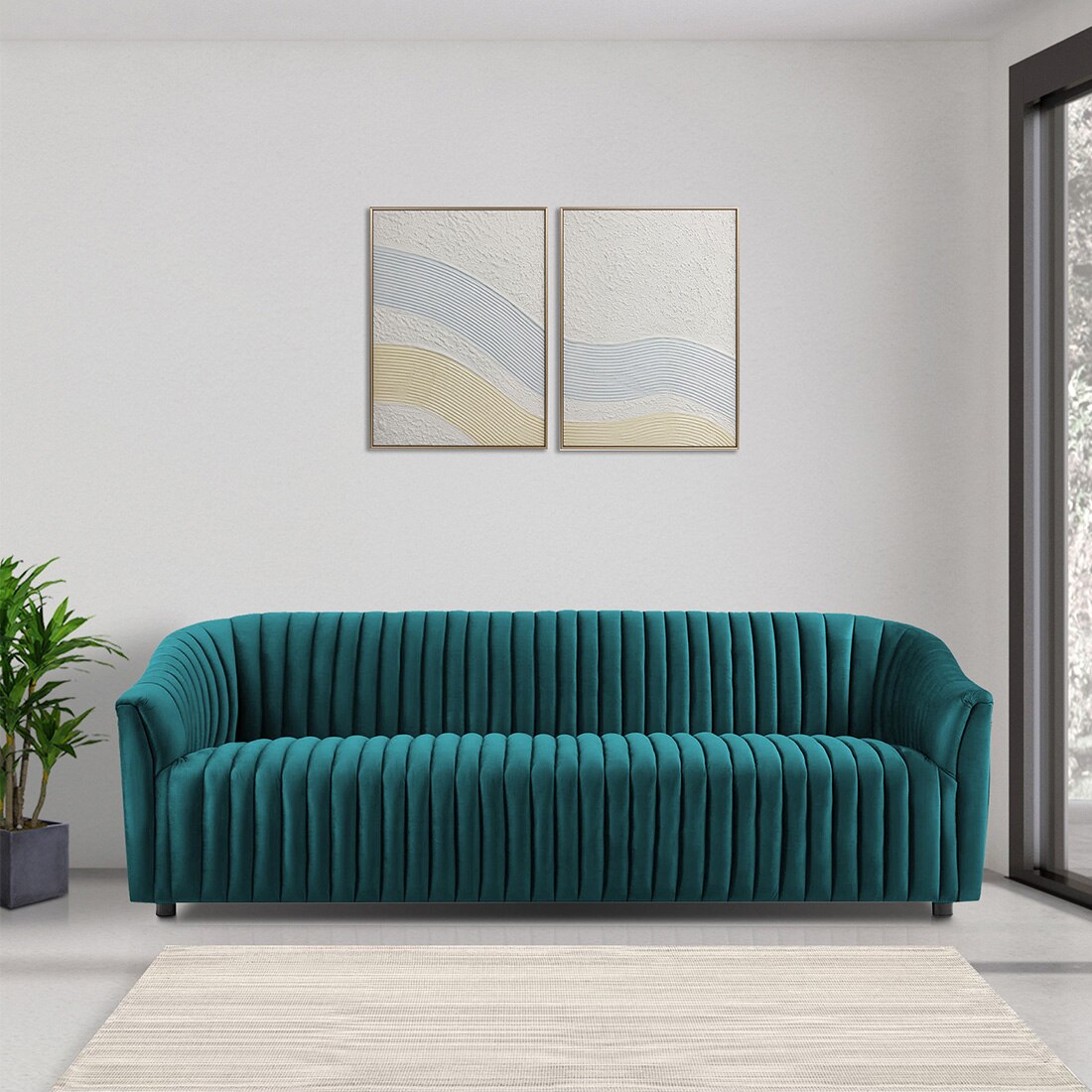 Camro Fabric Sofa (Teal Blue)