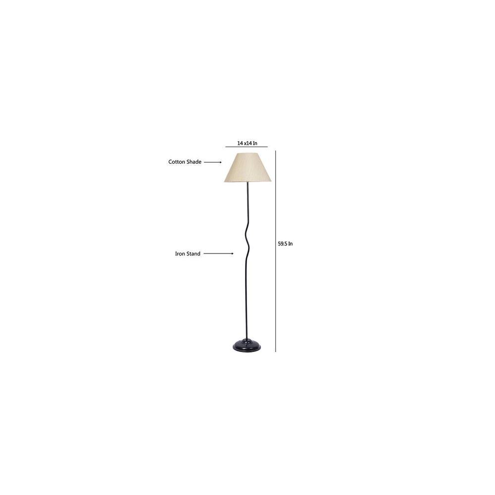 Poppy Off-White Cotton shade with Iron floor lamp