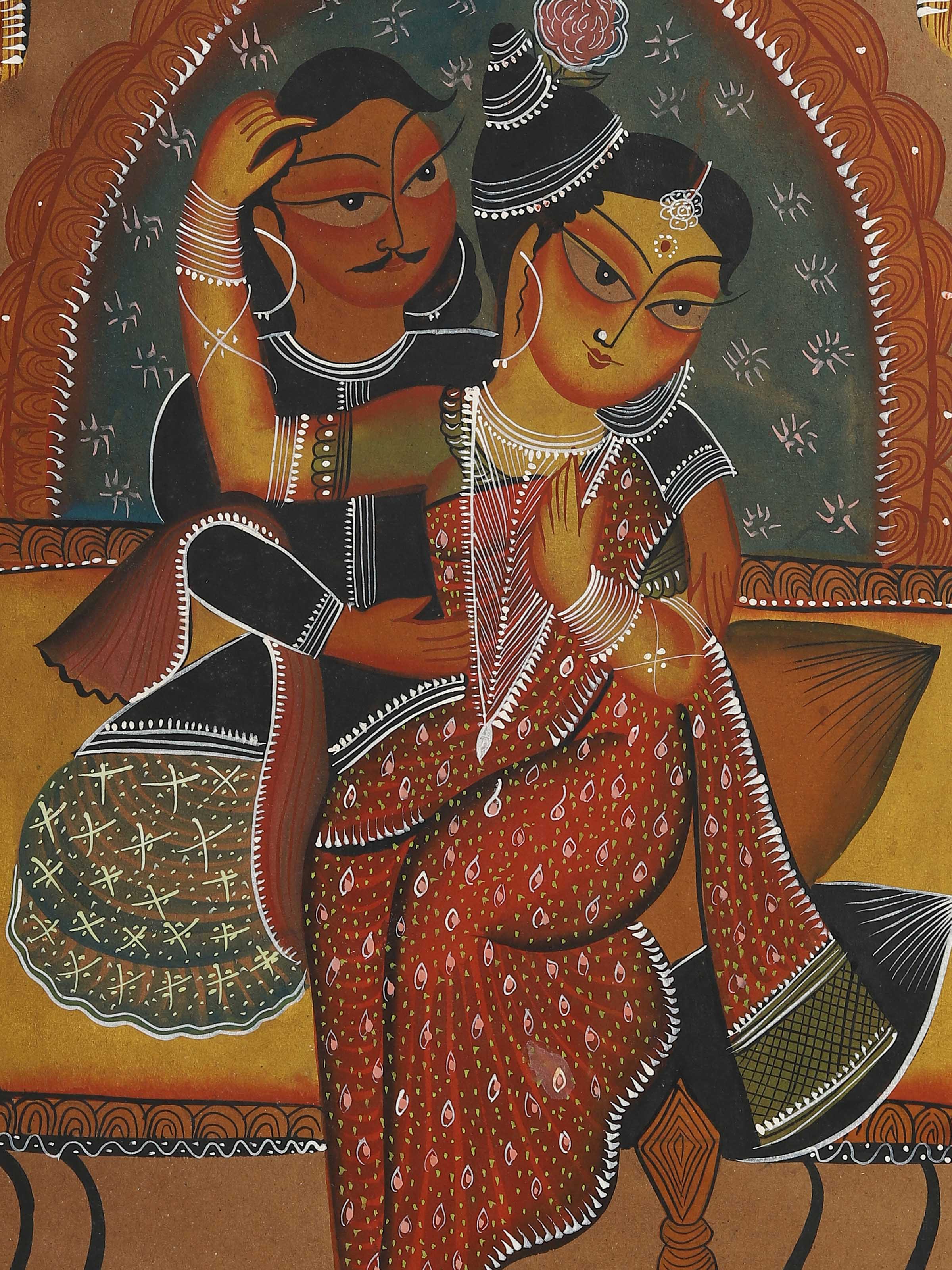 Detail shot of Babu Bibi Kalighat Painting